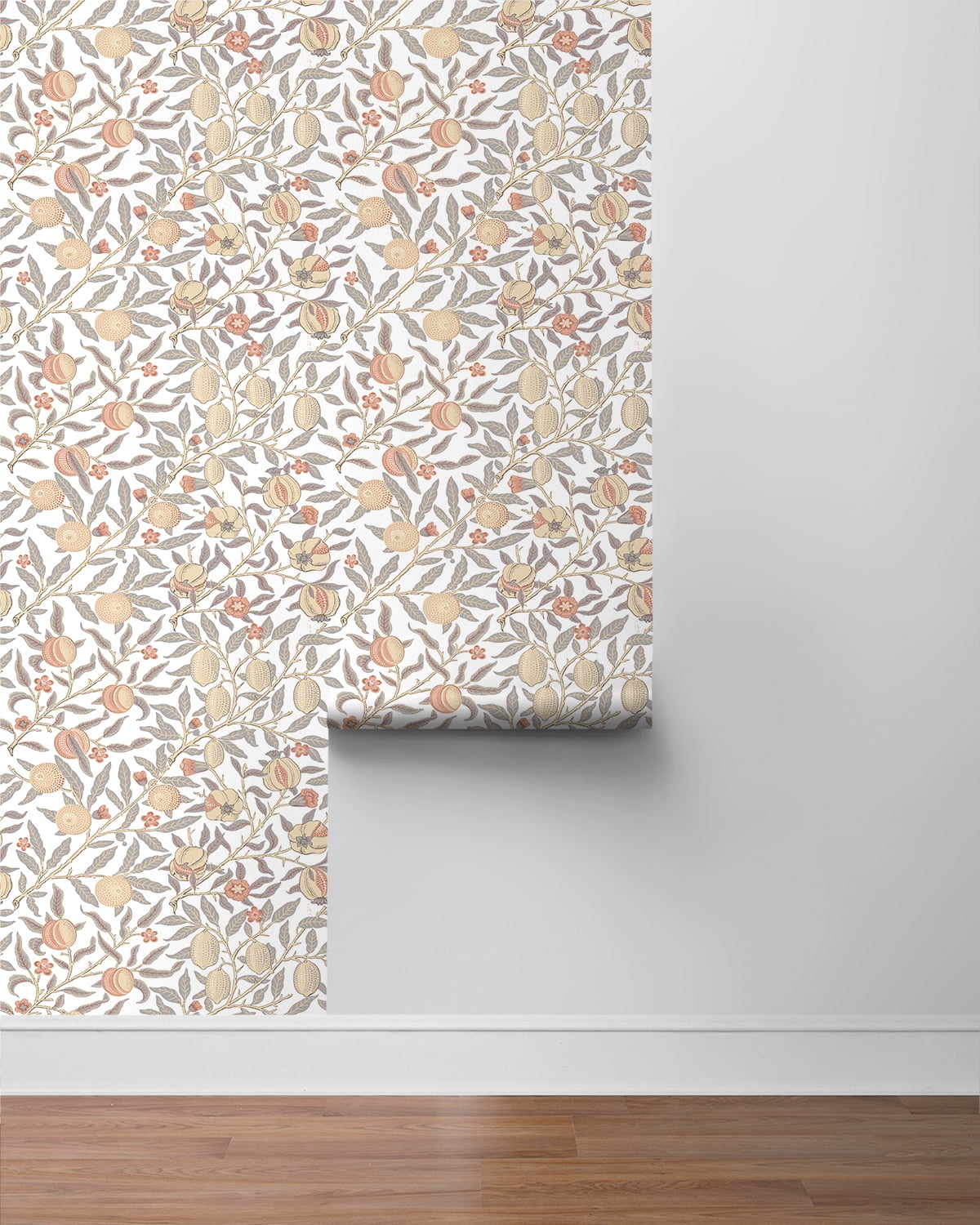 NextWall Pomegranate Peel and Stick Wallpaper (Daydream Grey & Melon, 20.9 in. W x 18 ft. L) e75d9