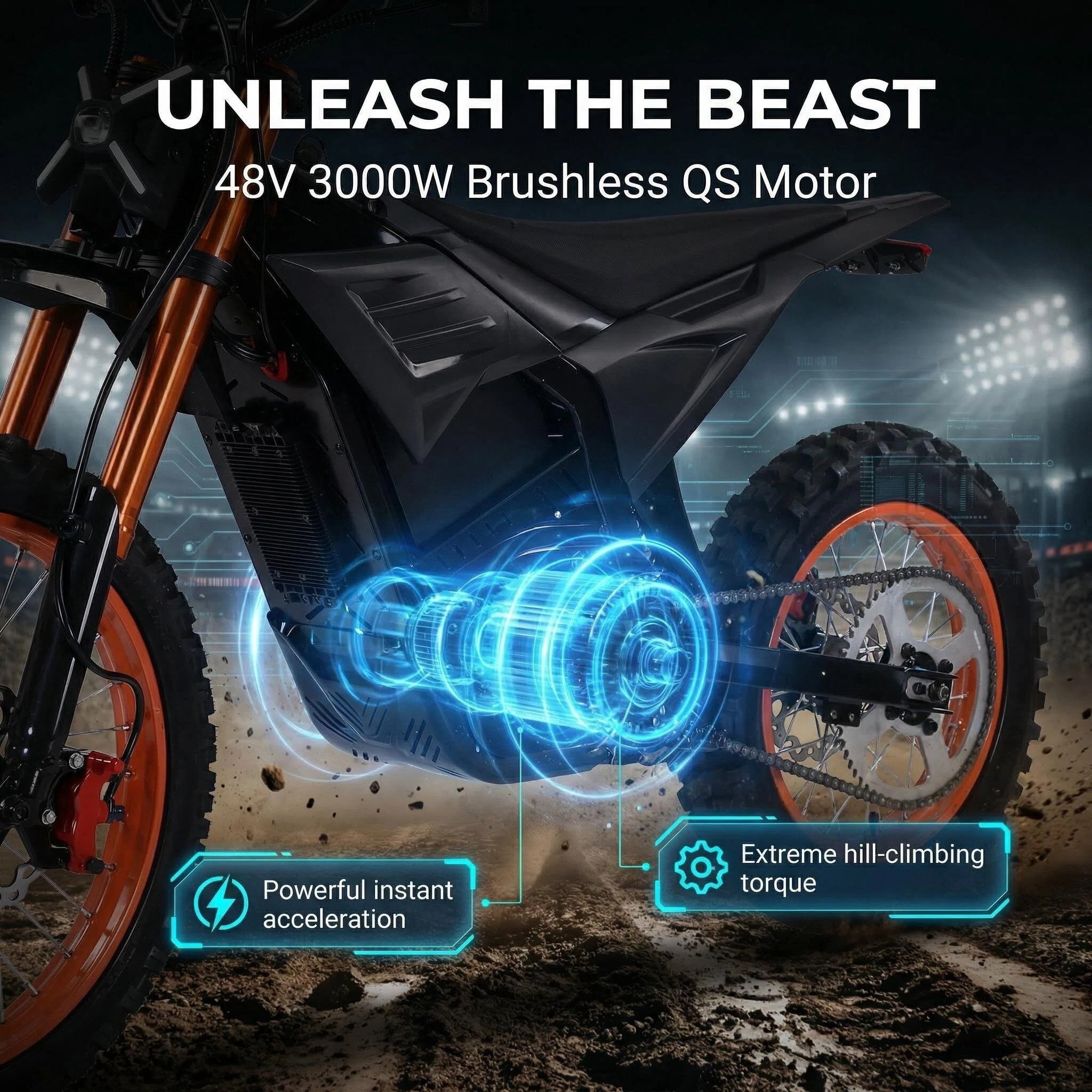 JVV V7 Electric Dirt Bike, High-Performance 3000W Mid-Drive Motor, Off-Road Trail Riding (Black, 48V 20.8Ah Battery) d7c4j