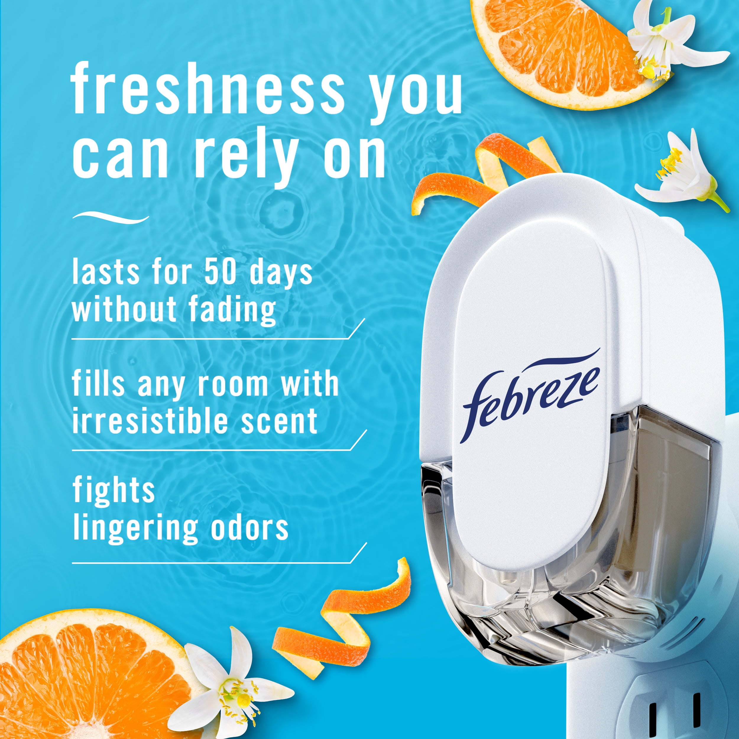 Febreze Fade Defy Plug In Air Freshener Refill, Odor-Fighting Scented Oil, Refresh & Energize (2 Count, 1.74 fl oz) qh2no