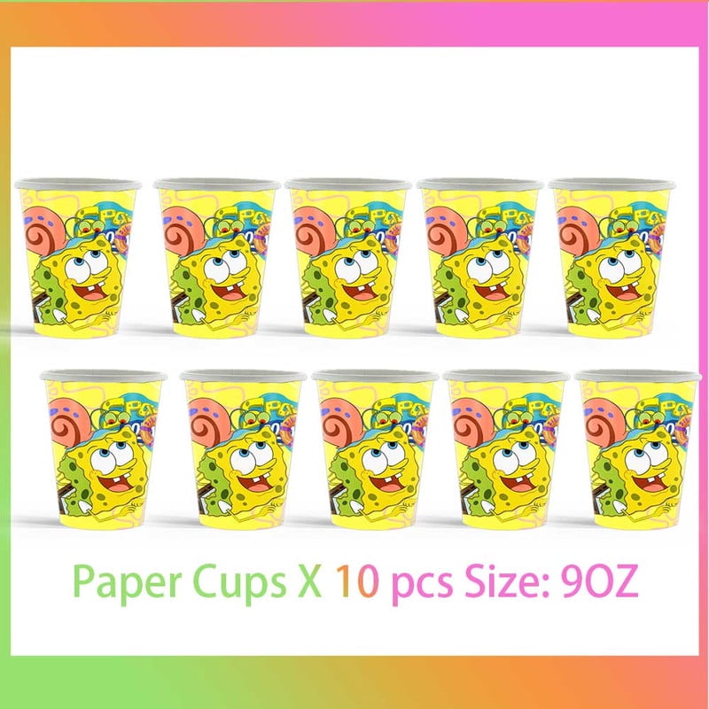 WEZHNFP Spongebob Squarepants Party Tableware Set Disposable Dinnerware Kit for 10 Guests (Multicolor, 79 Piece Set) 7dkbu