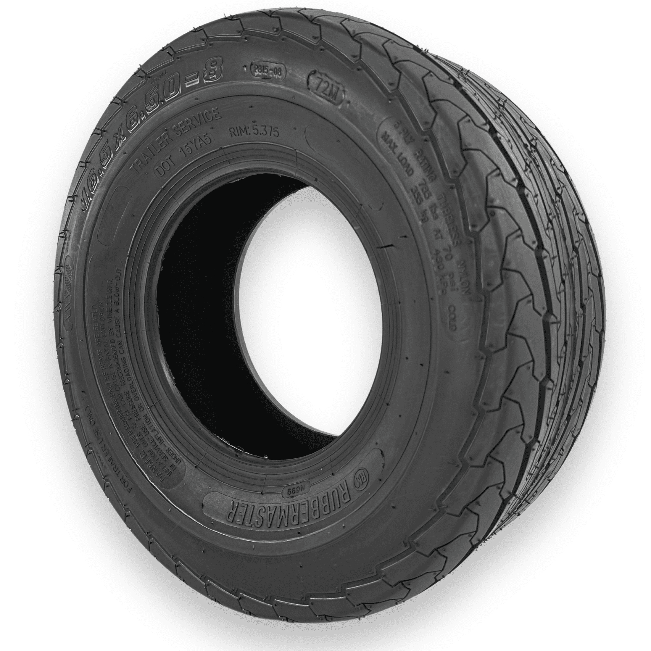 RubberMaster Highway Rib Trailer Tire (16.5x6.50-8, 6 Ply, Tubeless) z2w9a