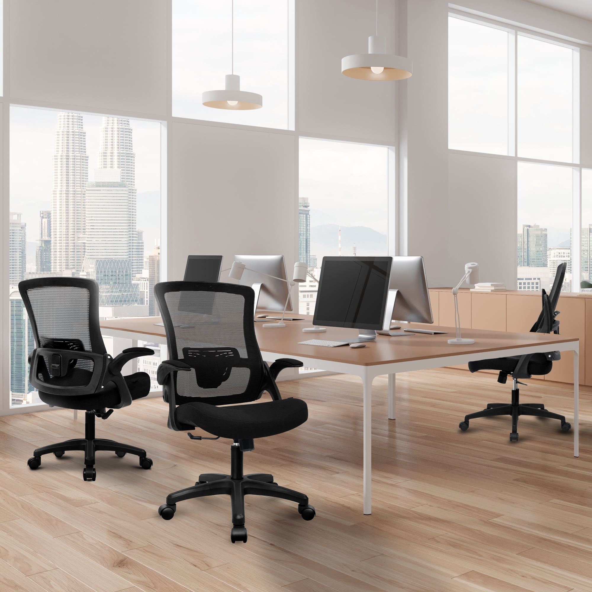 CELTOSS Ergonomic Office Chair, Breathable Mesh Task Chair with Lumbar Support and Flip-Up Armrests (Black, 250 lb Capacity) hfyin