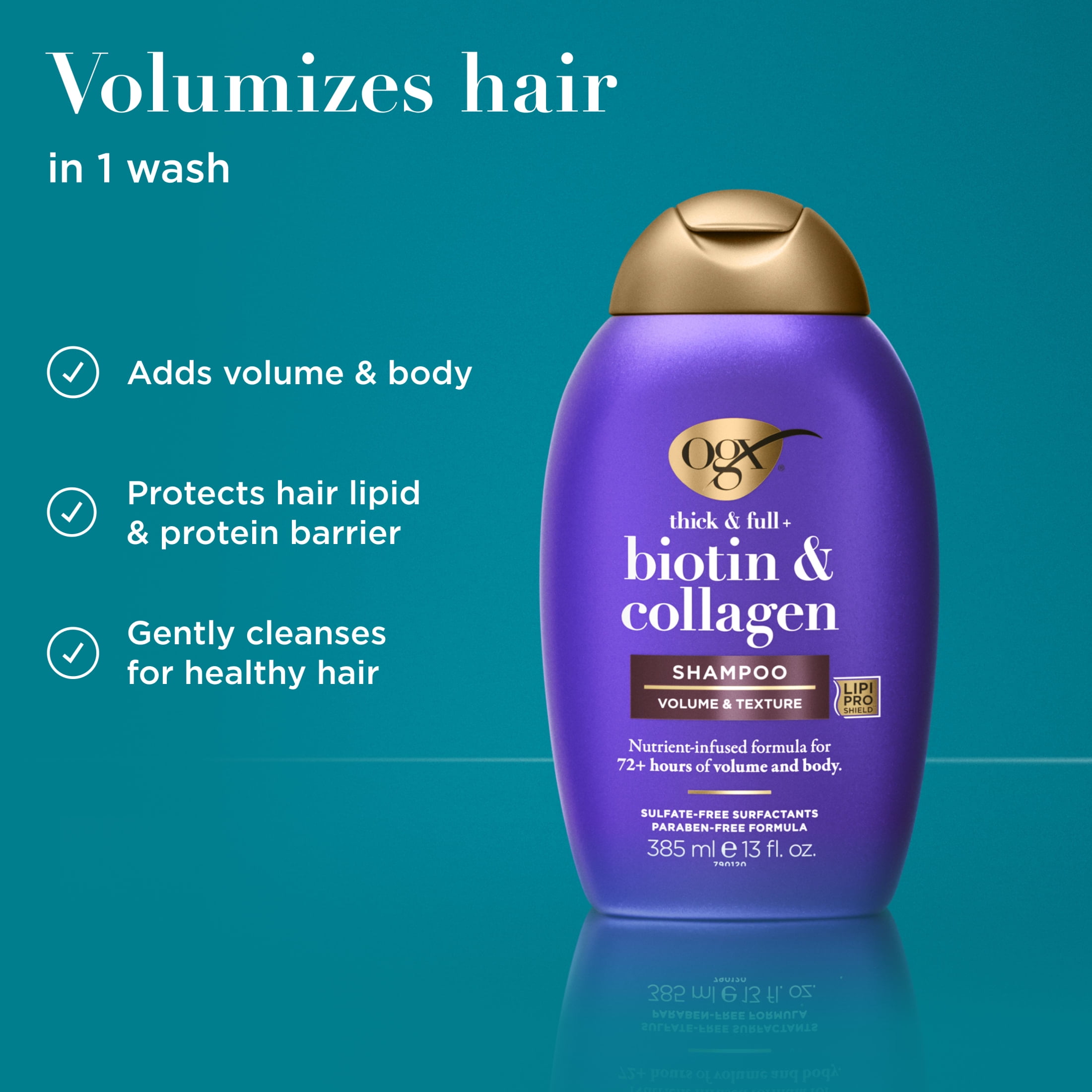 OGX Thick & Full Biotin & Collagen Volumizing Shampoo for Fine Hair (13 fl oz) puu5o