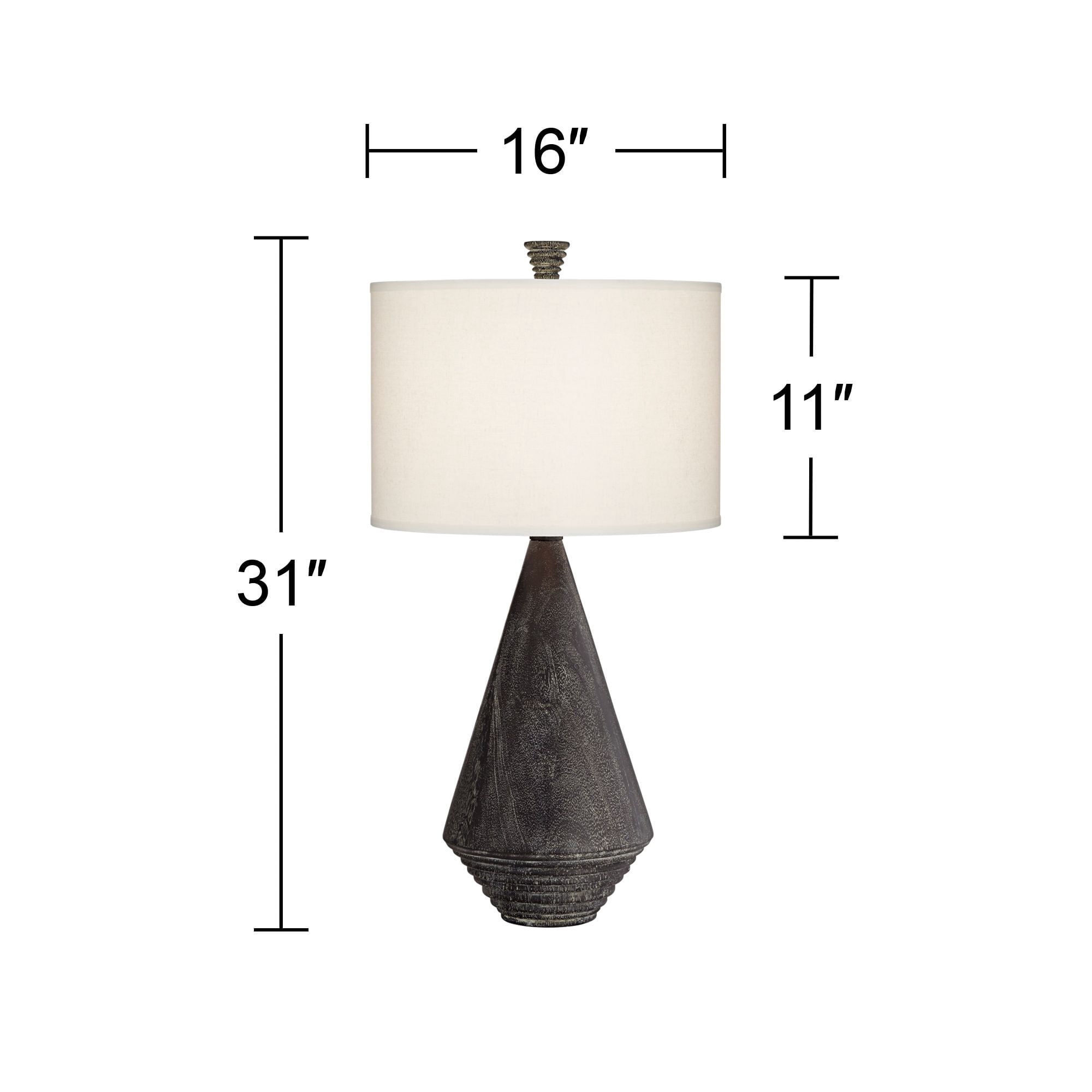 360 Lighting Adelis Modern Pyramid Table Lamp with Textured Black Finish and White Drum Shade (31 in) n17v4