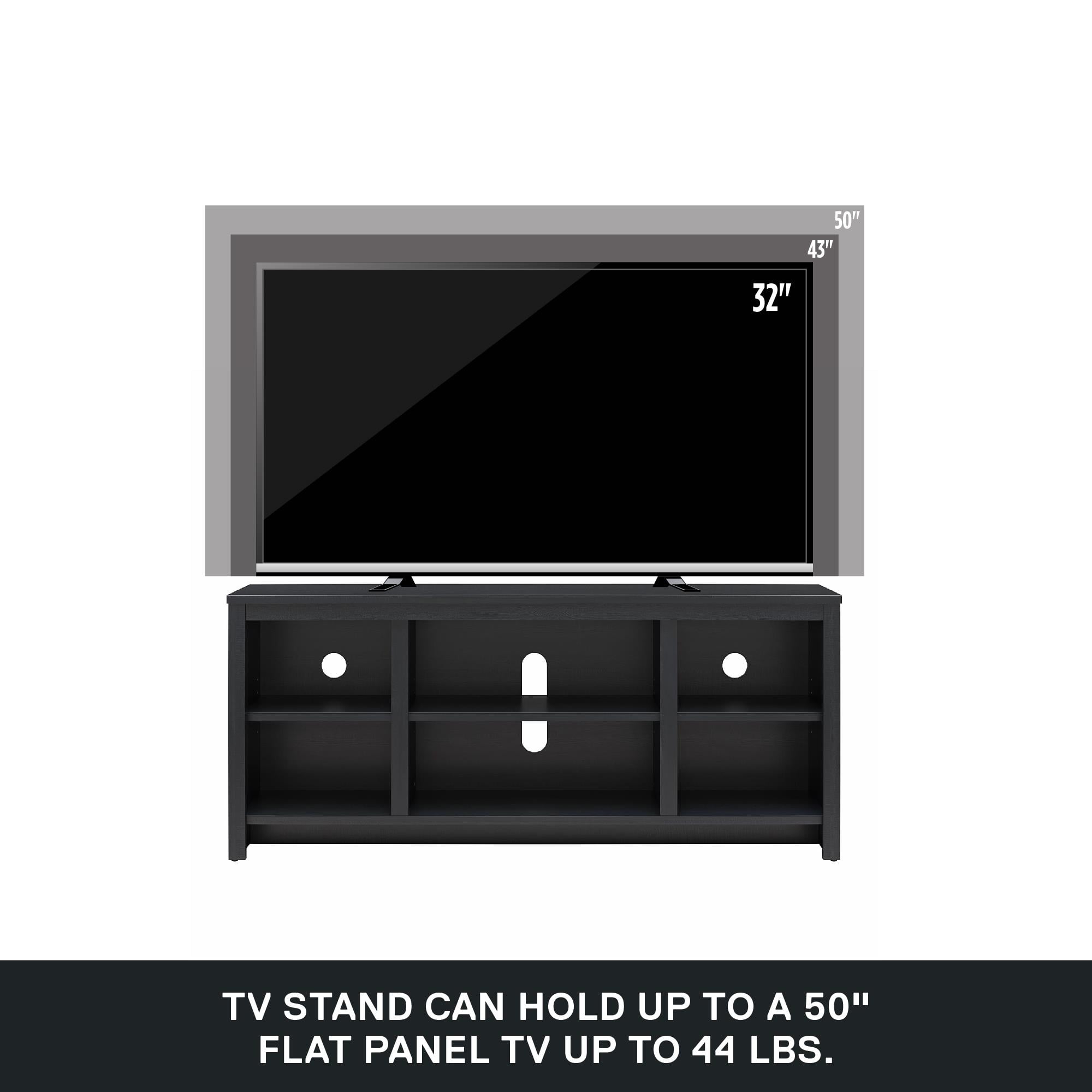 Mainstays Parsons TV Stand for TVs up to 50 in (Black Oak, 45.5 in W x 19.7 in H x 15.75 in D) rncyb
