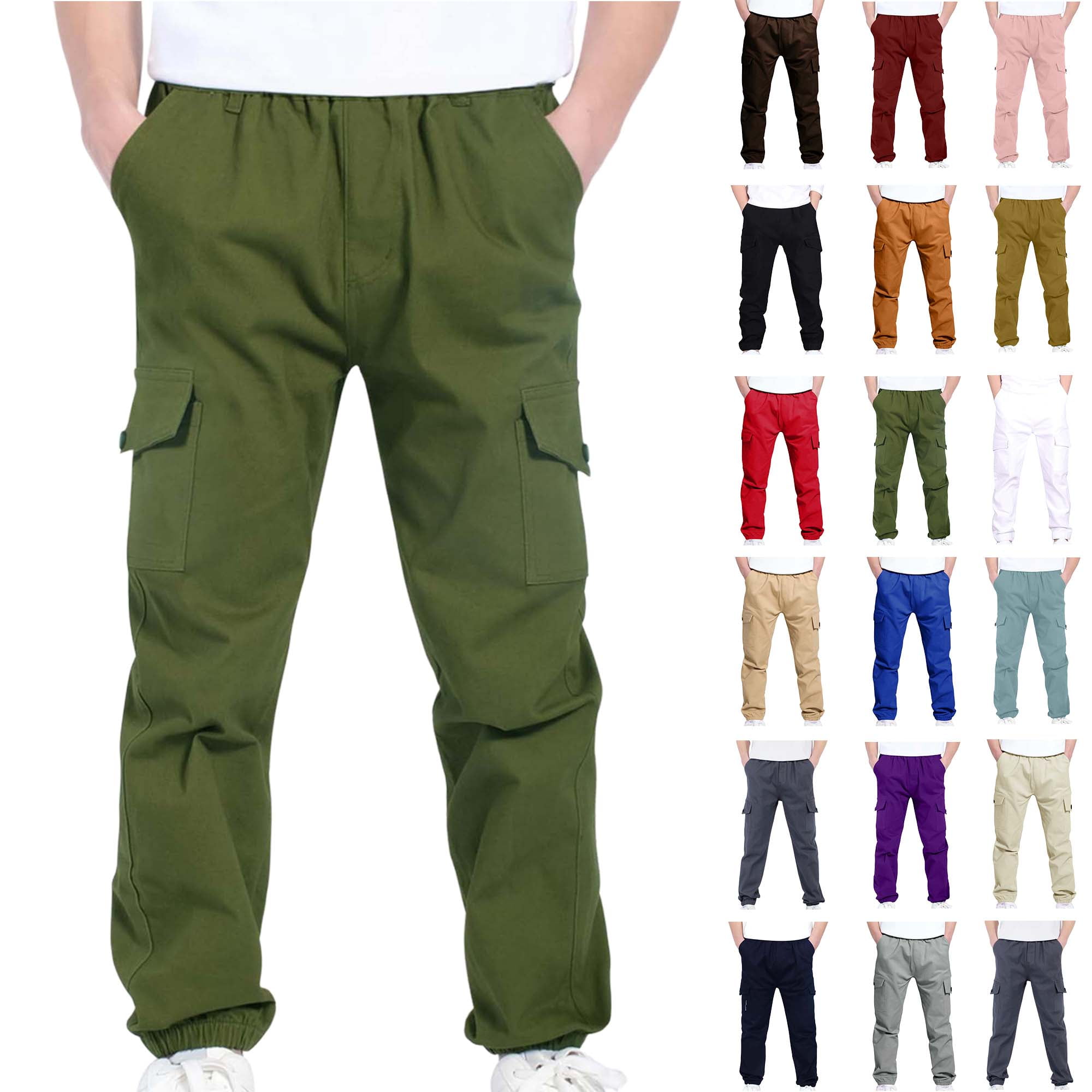 Egzmbll Kids Cargo Joggers Stretch Twill Sports Pants with Elastic Waist (Army Green, 5 Years) em9wj