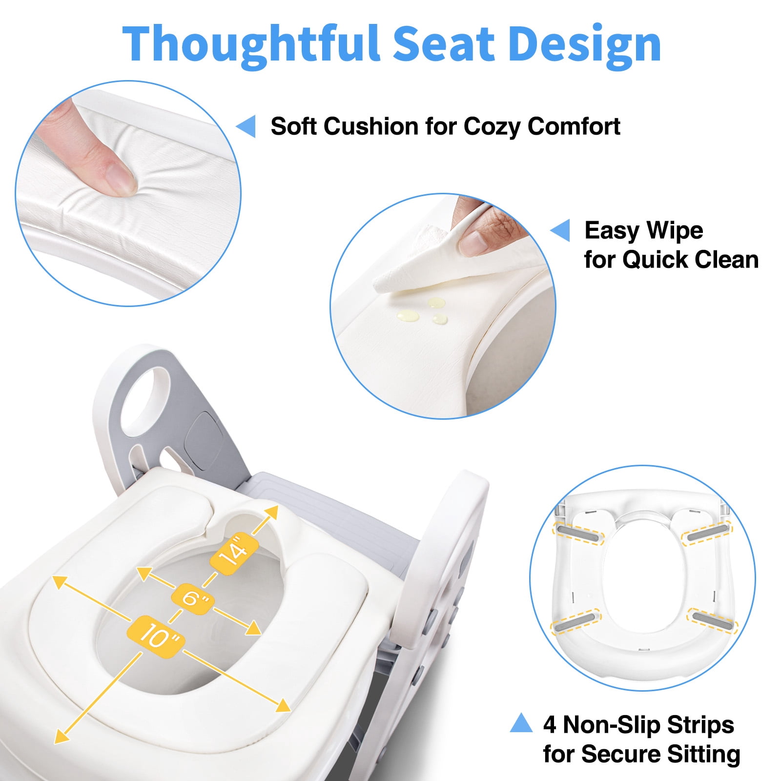 Primlect Potty Training Toilet Seat with Step Stool Ladder, Adjustable Height (Gray, 1 Pack) jqweb