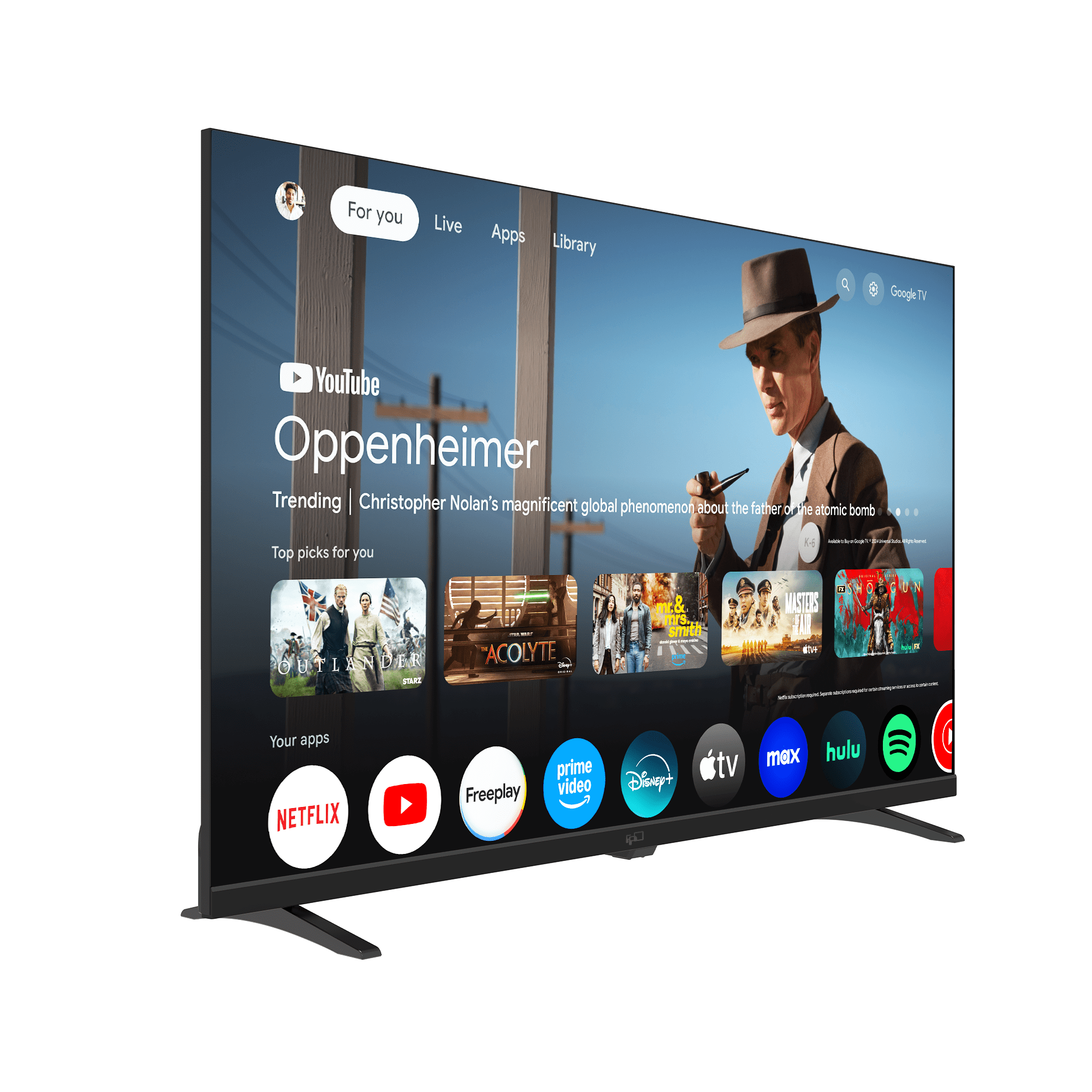 FPD 40-inch Smart TV, 1080p FHD LED Google TV with HDR10, Dolby Audio, and Voice Control (Brown, 40 in) 52m0j