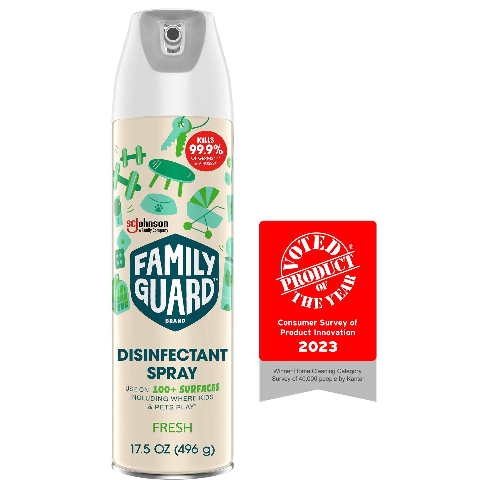FamilyGuard Disinfectant Spray, Fresh Scent, Multi-Surface Household Cleaner (17.5 oz) ym9zx