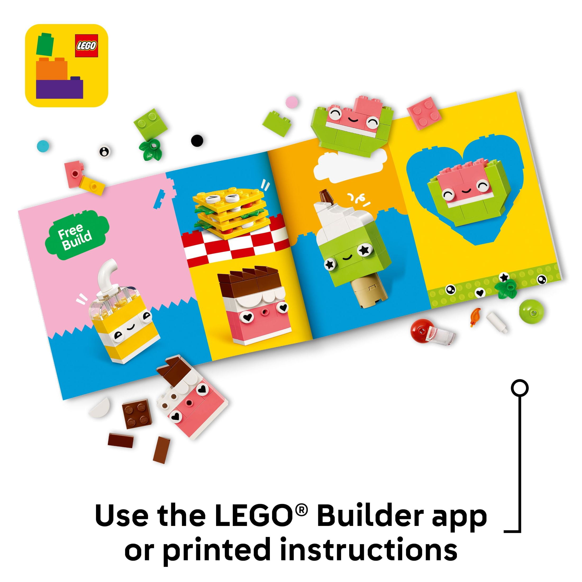 LEGO Classic Creative Food Friends Building Set, Imaginative Pretend Play Food Construction Kit (161 Pieces) i5di9