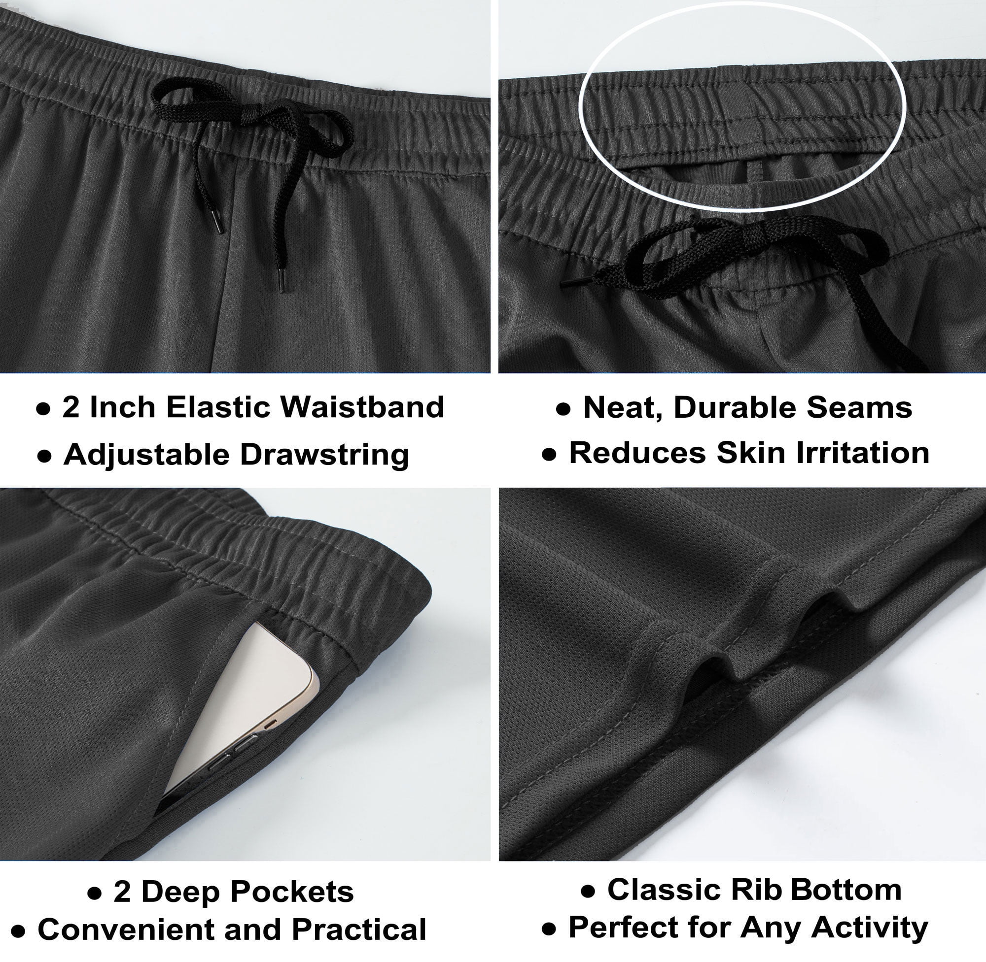 SMNDY Men's Athletic Mesh Workout Shorts with Pockets (5 Pack) zjykq - Image 3