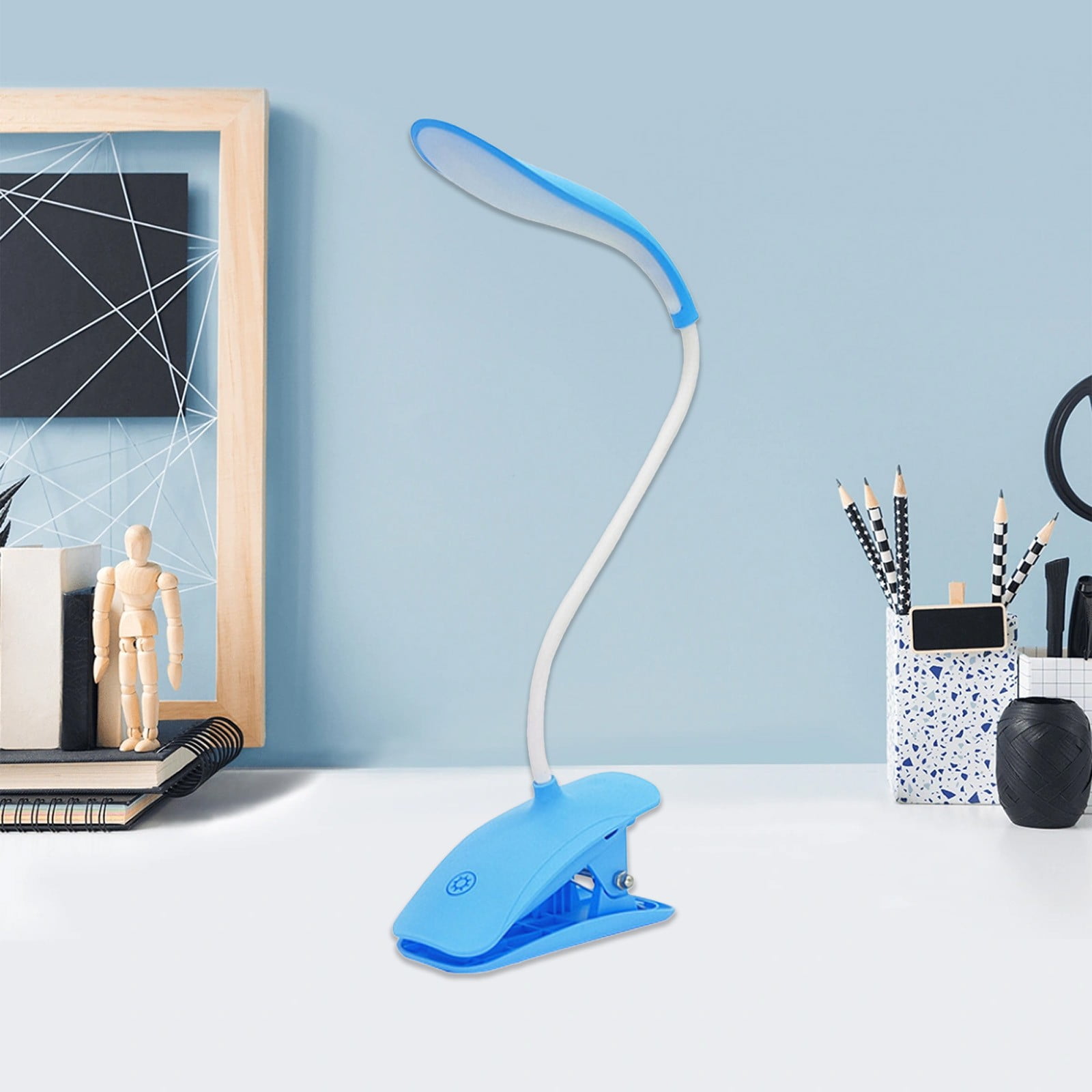 Tuvgenk LED Desk Lamp Eye-Friendly Dimmable Reading Light with Flexible Gooseneck (Blue, 5.9 in x 3.9 in x 2.6 in) buzkt