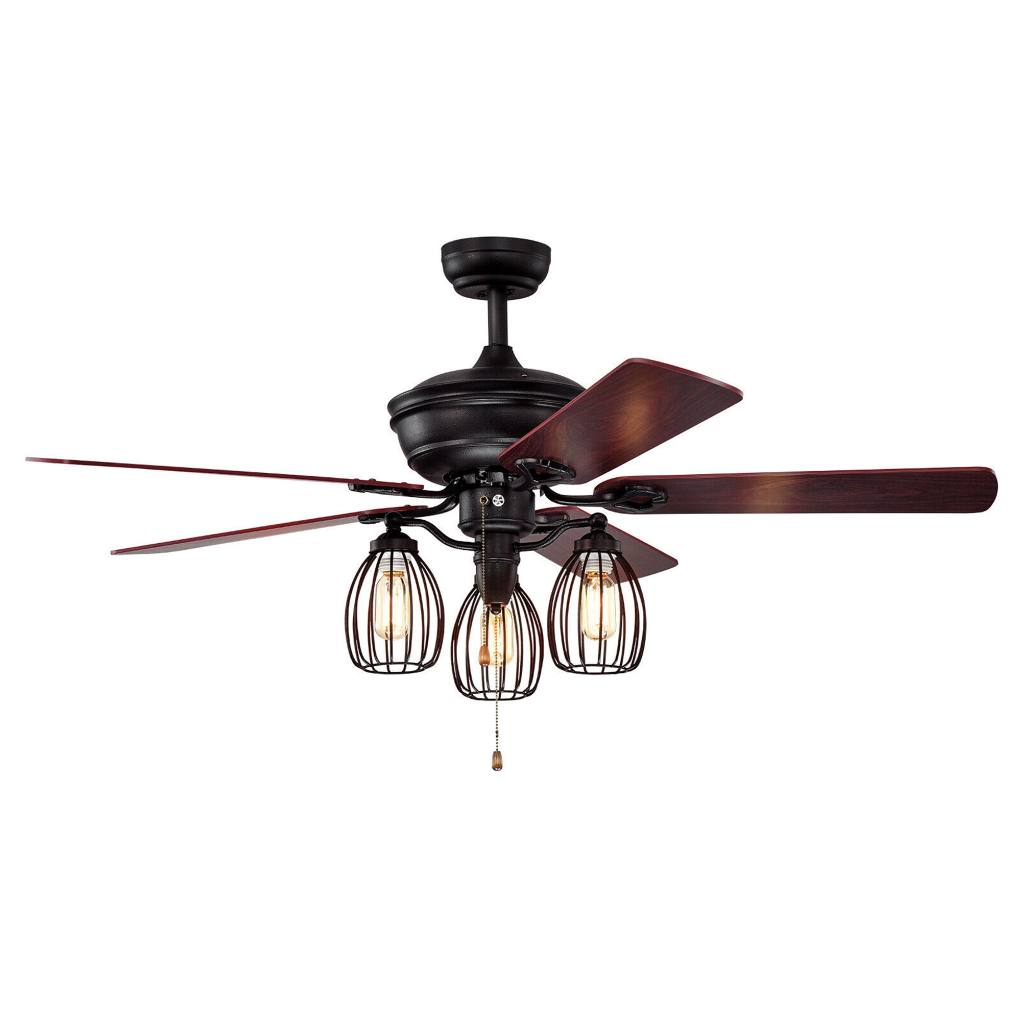 Gymax 52 in Ceiling Fan with Lights, 5 Reversible Blades, 3-Speed Retro Indoor Fan (52 in) 77604