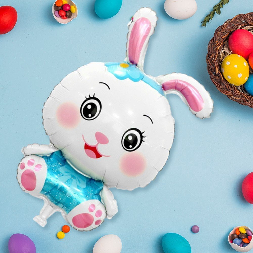 Jiibva Easter Bunny Foil Balloons, Rabbit Shaped Party Decorations (Blue, 5 Pack) dytcz