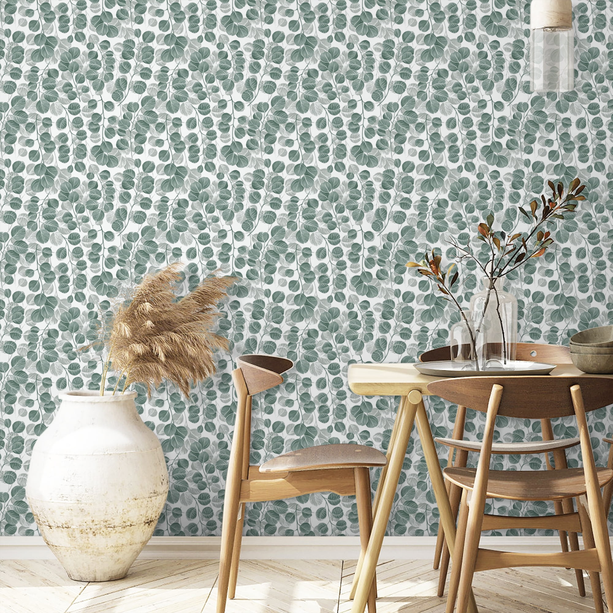 Abyssaly Peel and Stick Wallpaper Floral Green Leaf Contact Paper (Green, 17.7 in x 118 in) 52i7s