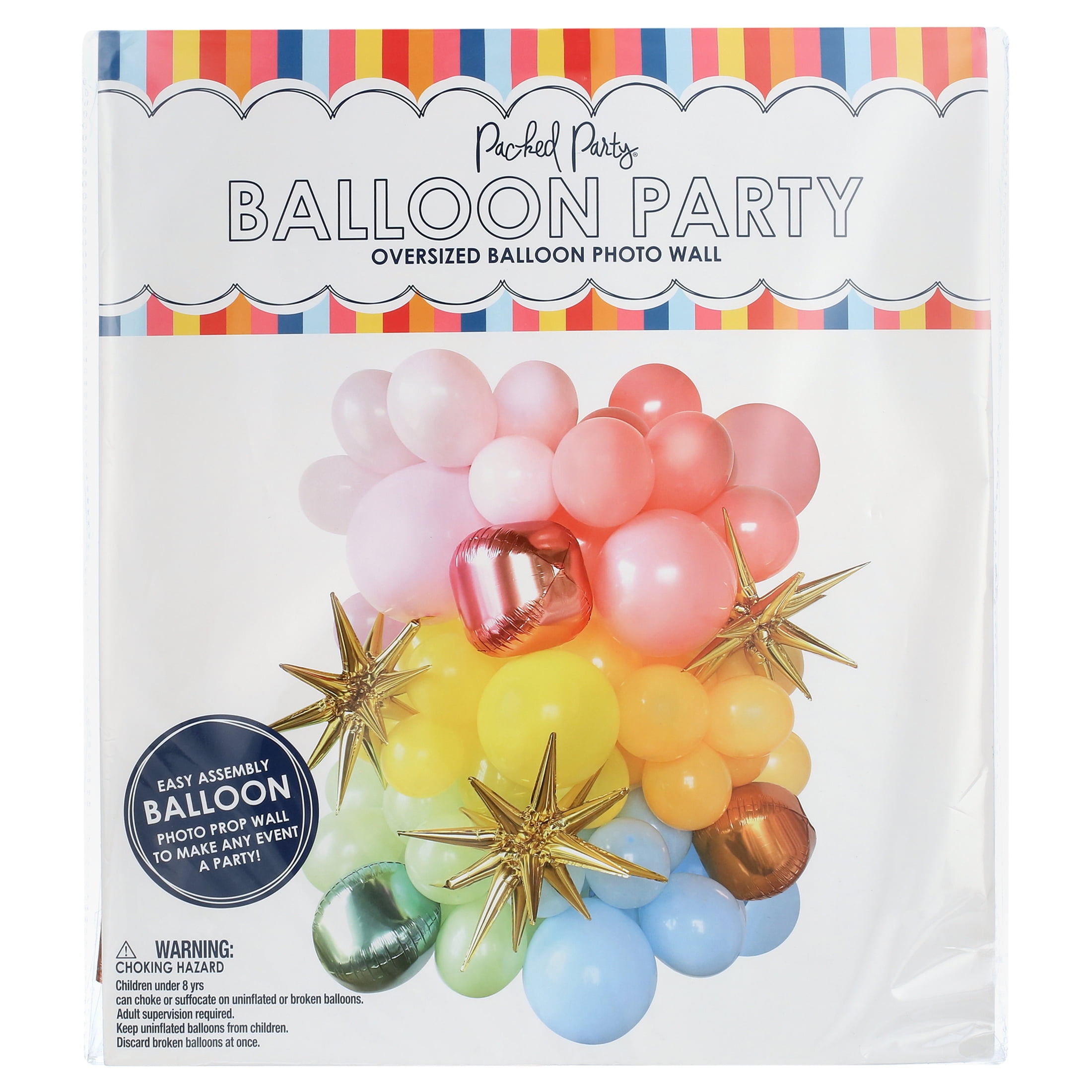Packed Party Burst of Sunshine Balloon Wall Backdrop Kit (Multi-Color, 65-Piece Set) y2t61