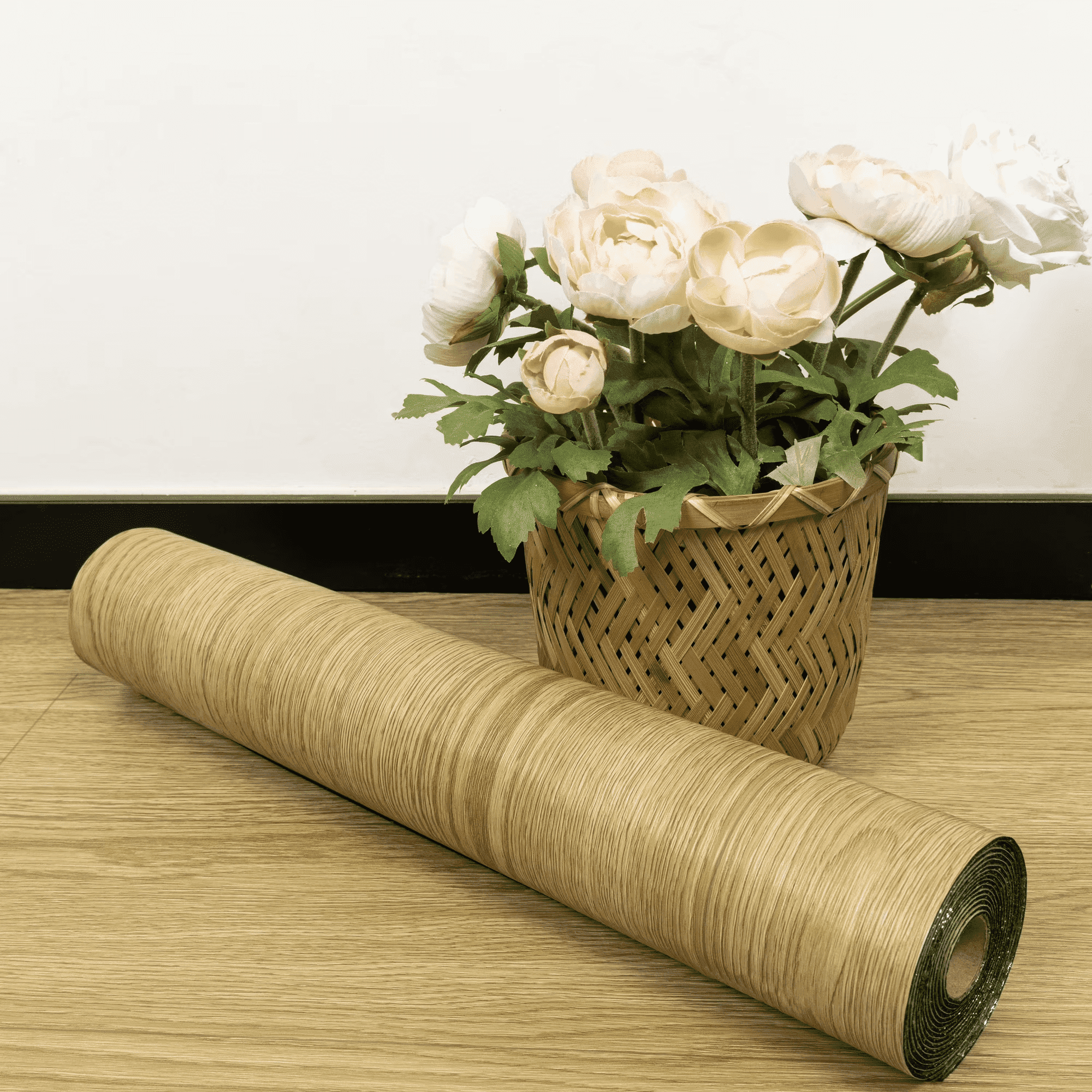Lxcreat Peel and Stick Vinyl Flooring Roll, Durable Self-Adhesive Wood Grain Floor Tiles (Brown, 15.7 in x 118 in) no27t
