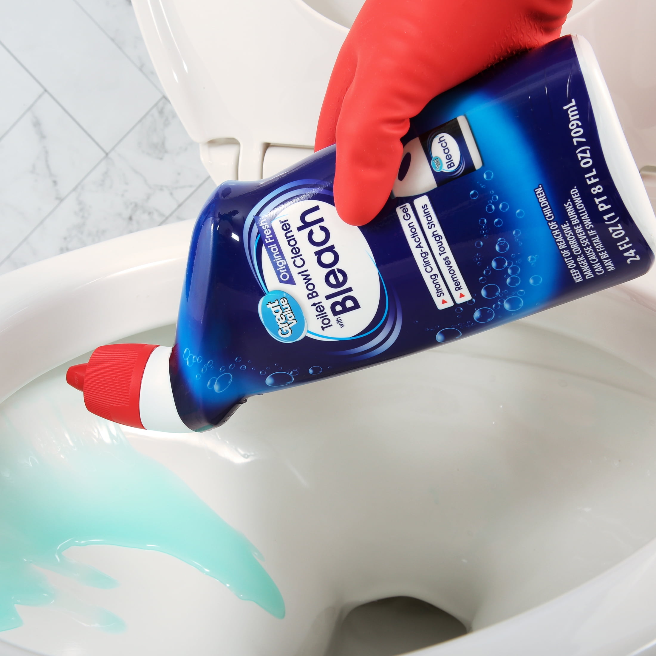 Great Value Toilet Bowl Cleaner with Bleach, Heavy-Duty Stain Remover, Fresh Scent (24 fl oz) kgmp6