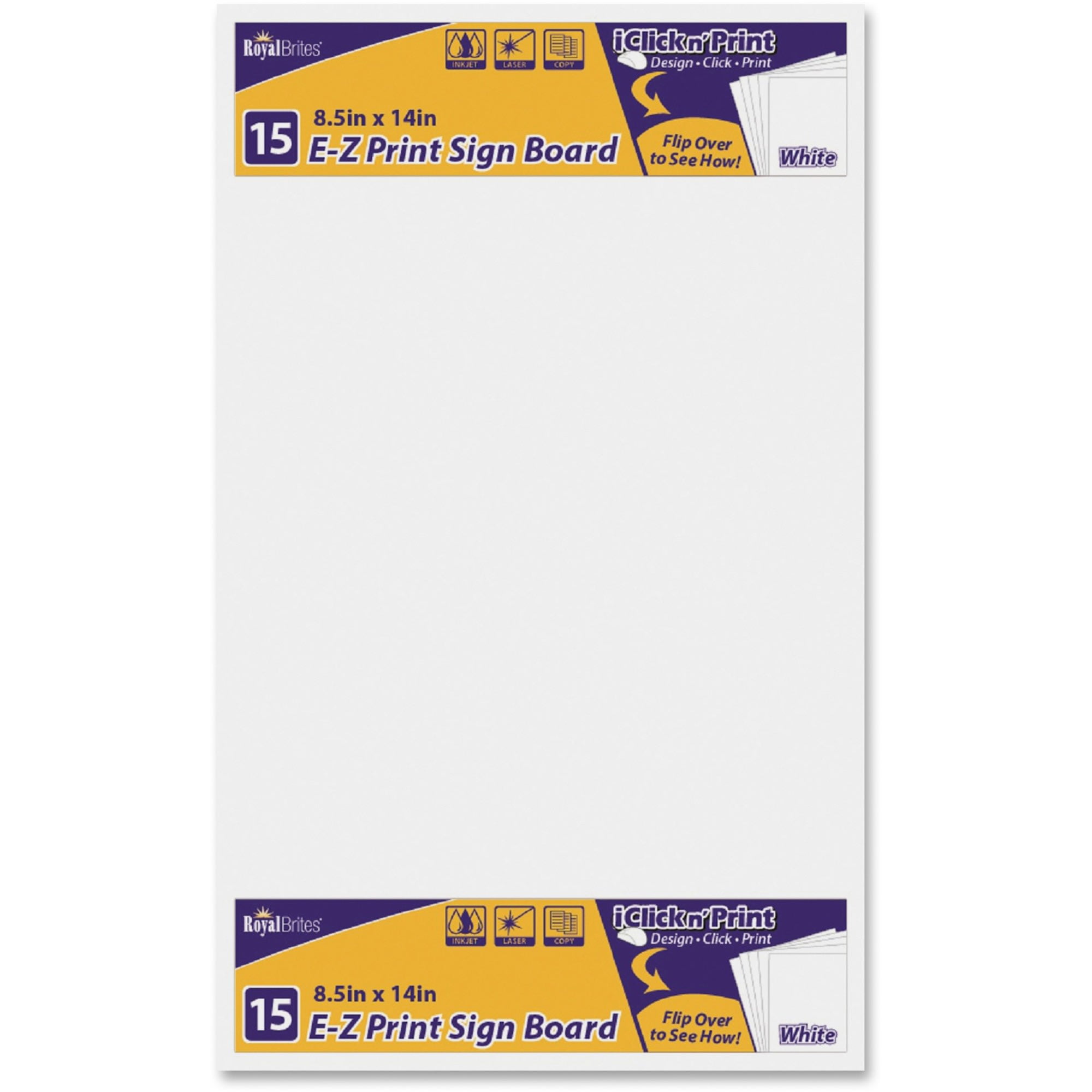 Royal Brites E-Z Print Sign Boards, Heavy-duty Presentation Paper, White (8.5 in x 14 in, 15 Pack) wzwhz