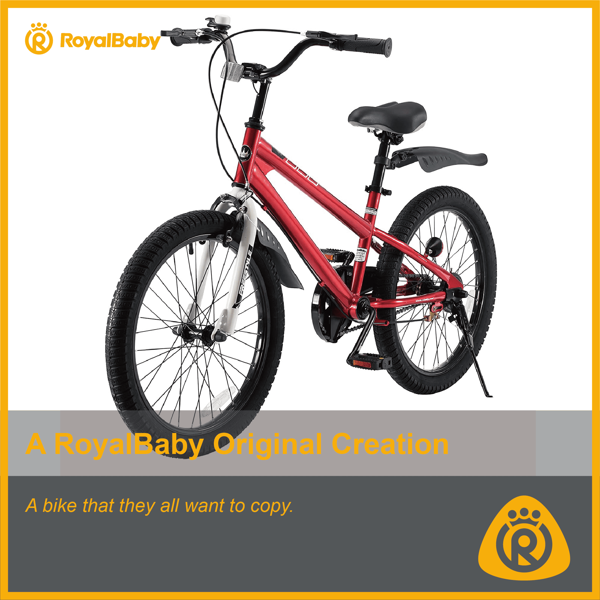 Royalbaby Freestyle Kids Bicycle, Durable Steel Frame with Training Wheels (Red, 20 in) alub6