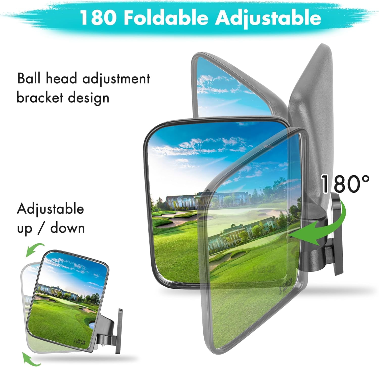 10L0L Universal Golf Cart Side Rear View Mirror Set for Yamaha EZGO Club Car (Black, 7.1 in x 5.5 in) hot8x