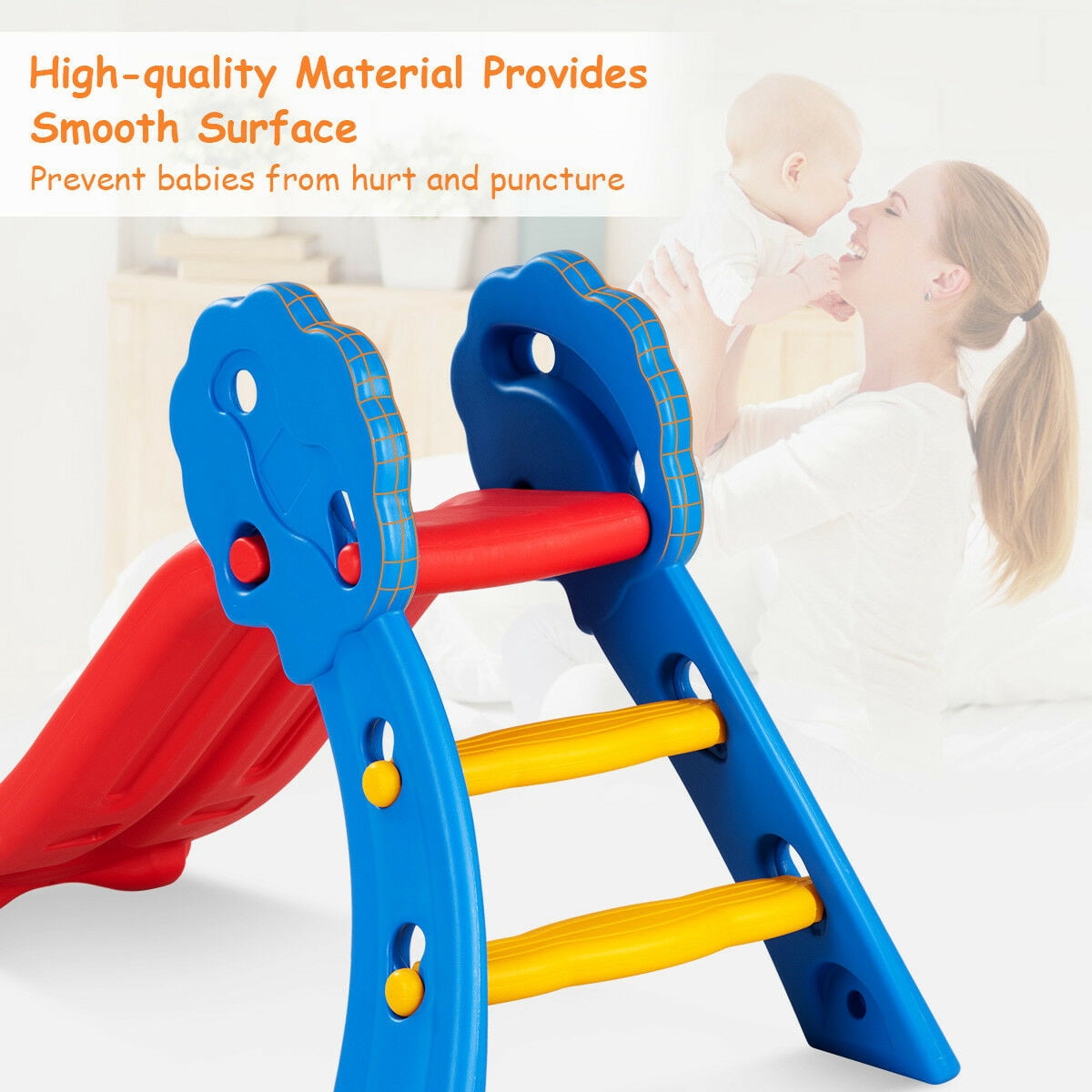 INFANS Kids Folding Play Slide, Indoor and Outdoor Climber for Toddlers (Red, 110 lb Capacity) obwdz