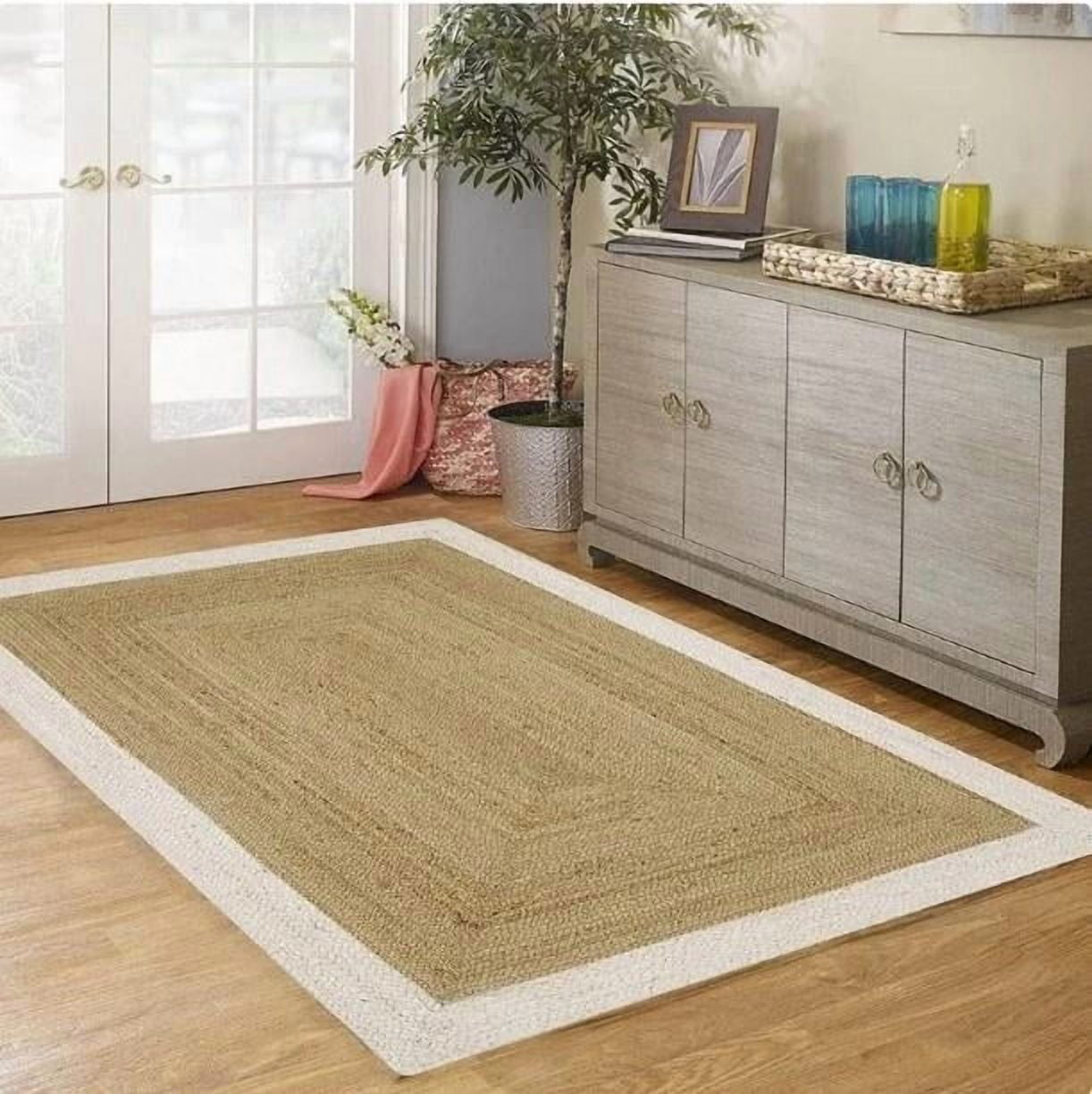 ColorFullHouse Handmade Braided Jute Area Rug, Natural Fiber Floor Decor Carpet (White, 2 ft x 4 ft) 9qtjc