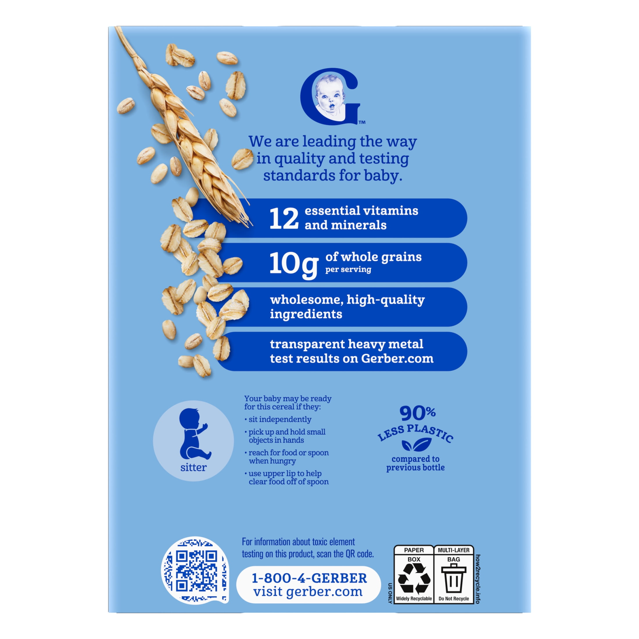 Gerber Multigrain Baby Cereal, Iron-Fortified Infant Breakfast, Stage 2 (8 oz) x1v23