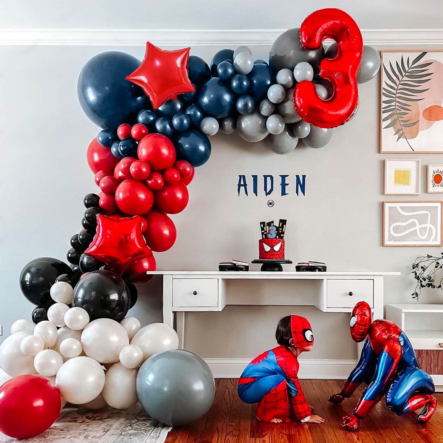 Beyondtrade 117pcs Balloon Garland Arch Kit for Party Backdrop Decoration (Blue, Black, Red, 117 Pieces) fg1x1