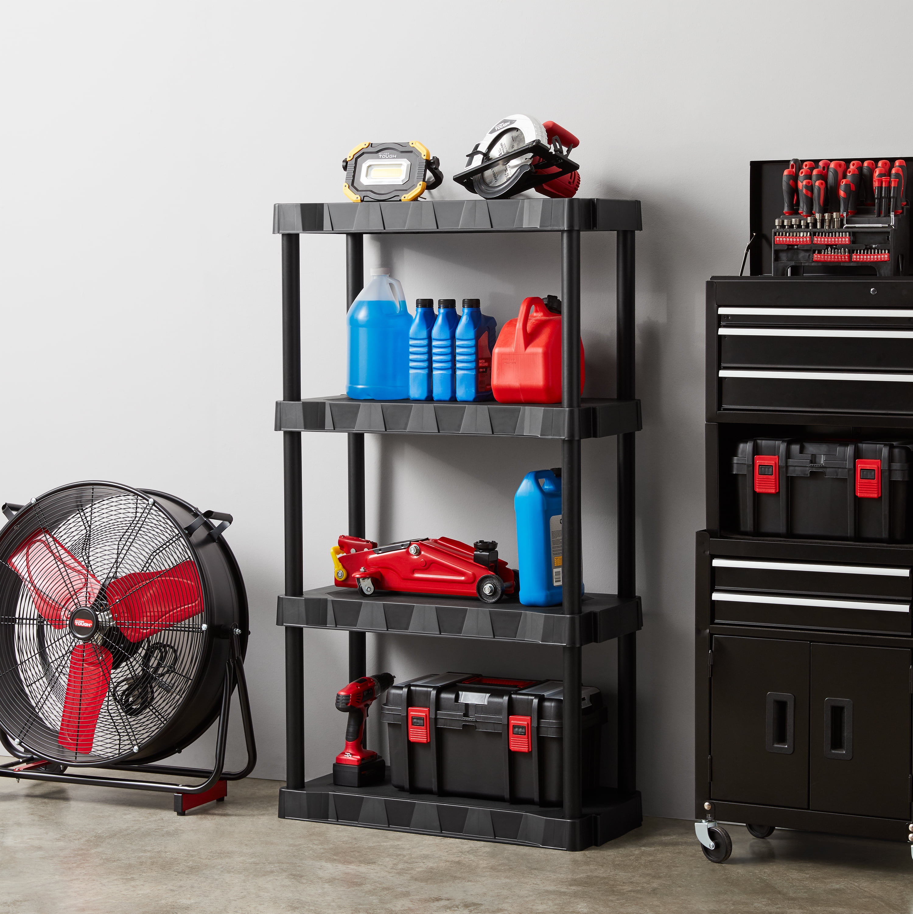Hyper Tough 4-Shelf Plastic Storage Shelving Unit (Black, 13.88 in D x 30 in W x 56.2 in H) 2cuu3
