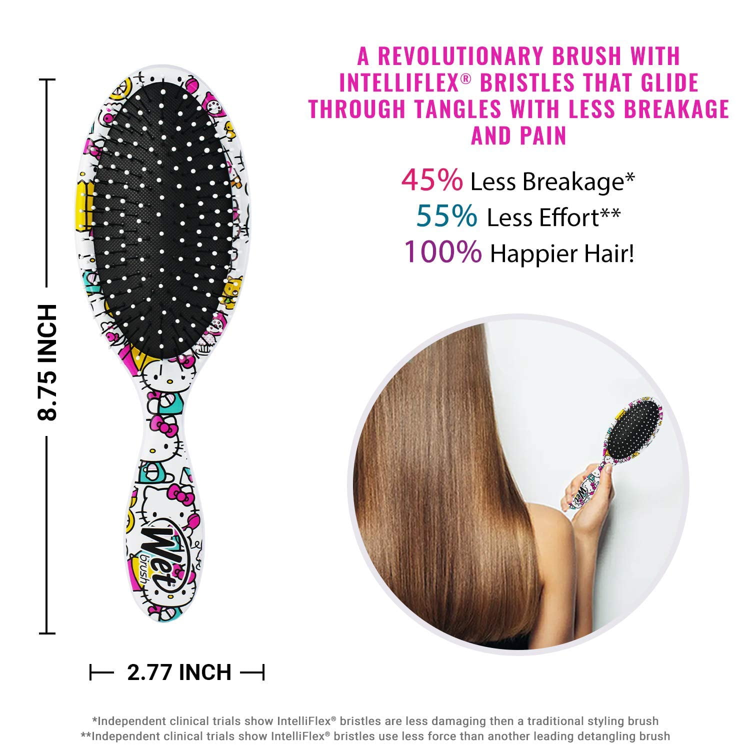 Wet Brush Hello Kitty Original Detangler Hair Brush (Under My Umbrella, White, 1 Count) hwstc