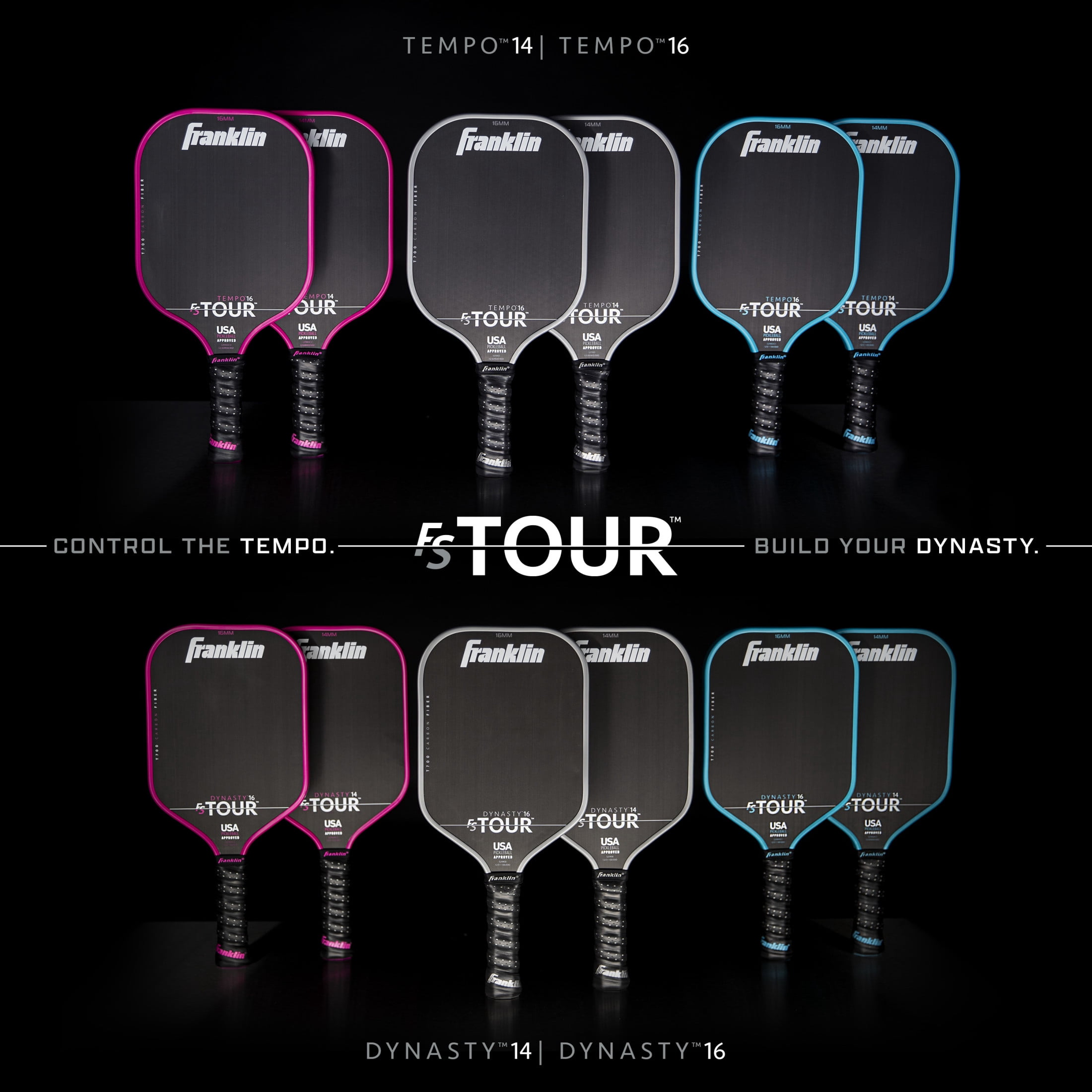 Franklin Sports FS Tour Series Pickleball Paddle - Carbon Fiber Surface - Pro Player Performance (Gray, 8.2 oz) v16dq