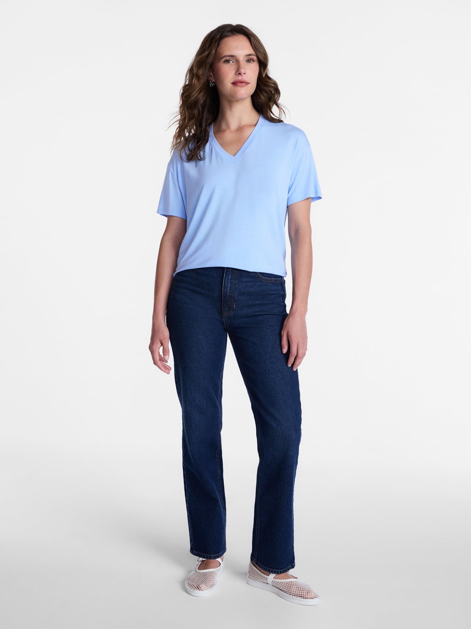 Time and Tru Women's High Rise Straight Leg Jeans (Classic Blue, Size 4) i8884