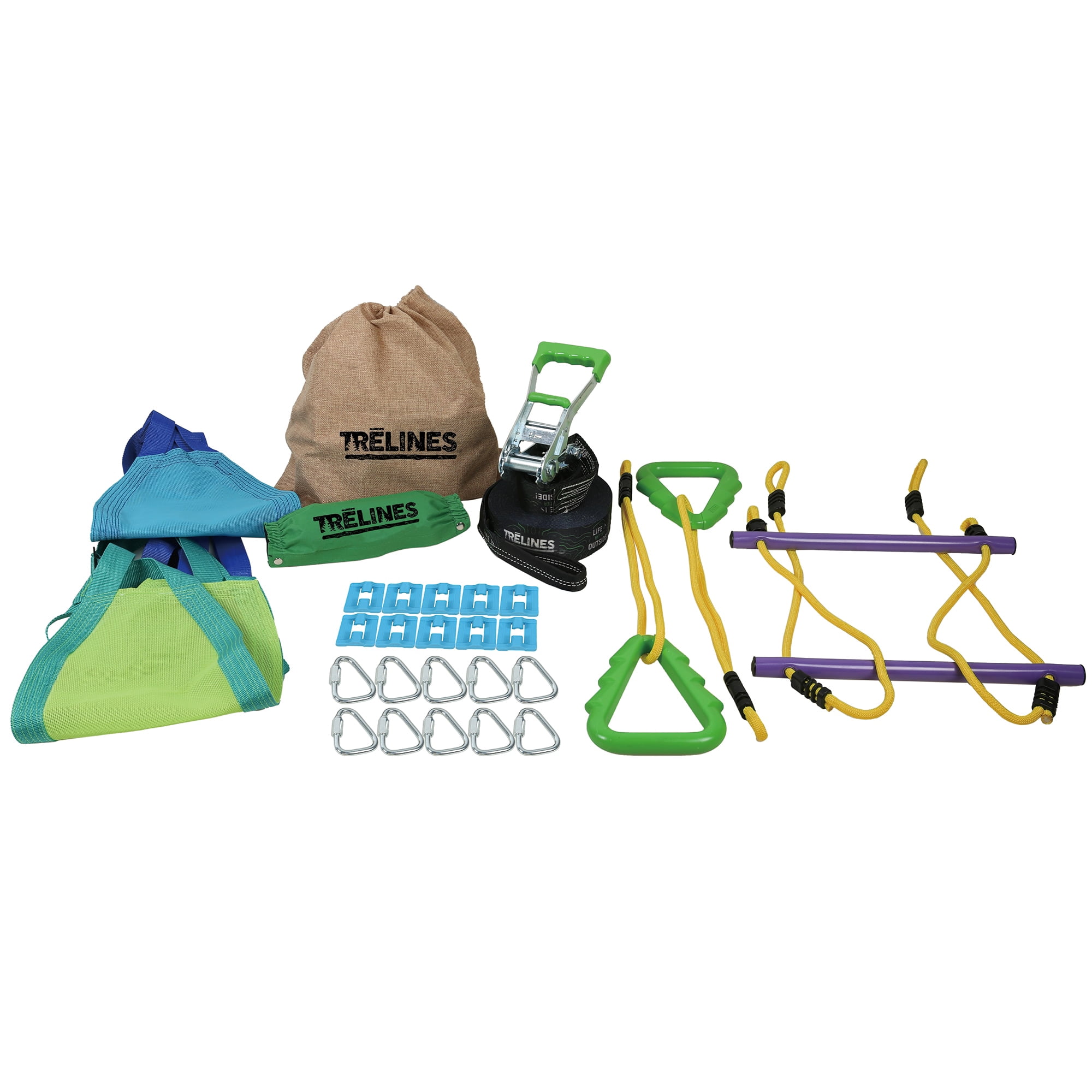 Trelines Swingset Gymnastics Kit with Gym Rings, Trapeze Bar, and 2 Adjustable Swings (36 ft) gv6jq