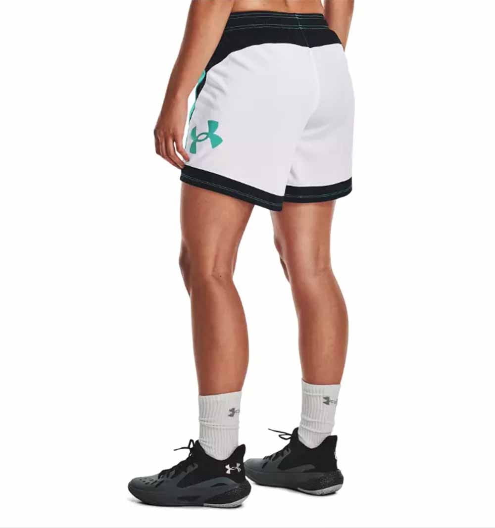 Under Armour Baseline Basketball Shorts Moisture-Wicking Athletic Apparel (White/Teal, X-Large) 61cbm