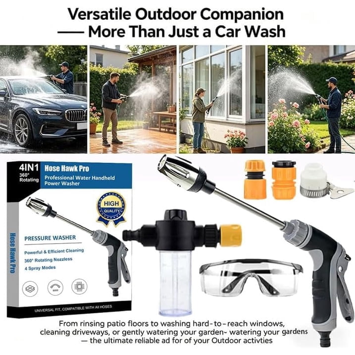 Stgrgfhy Handheld Pressure Washer, High-Pressure Cleaning Wand with 360° Rotating Nozzle and Foam Tank (Black, 1 Pack) 4j5k3