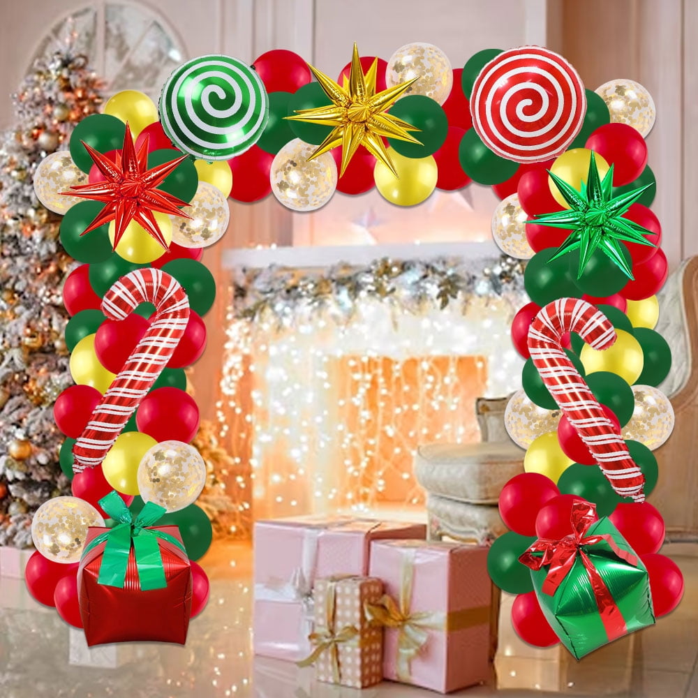 Qwaerplpn Christmas Balloon Arch Kit, Festive Holiday Party Decorations (Gold, Green, Red, 70 Piece) v9jtk