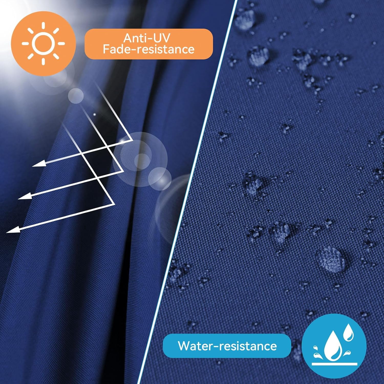 Maphissus Foldable Water-Resistant Chaise Lounge Cushion (Blue, 72 in x 21 in x 2 in, Set of 2) nlu7p