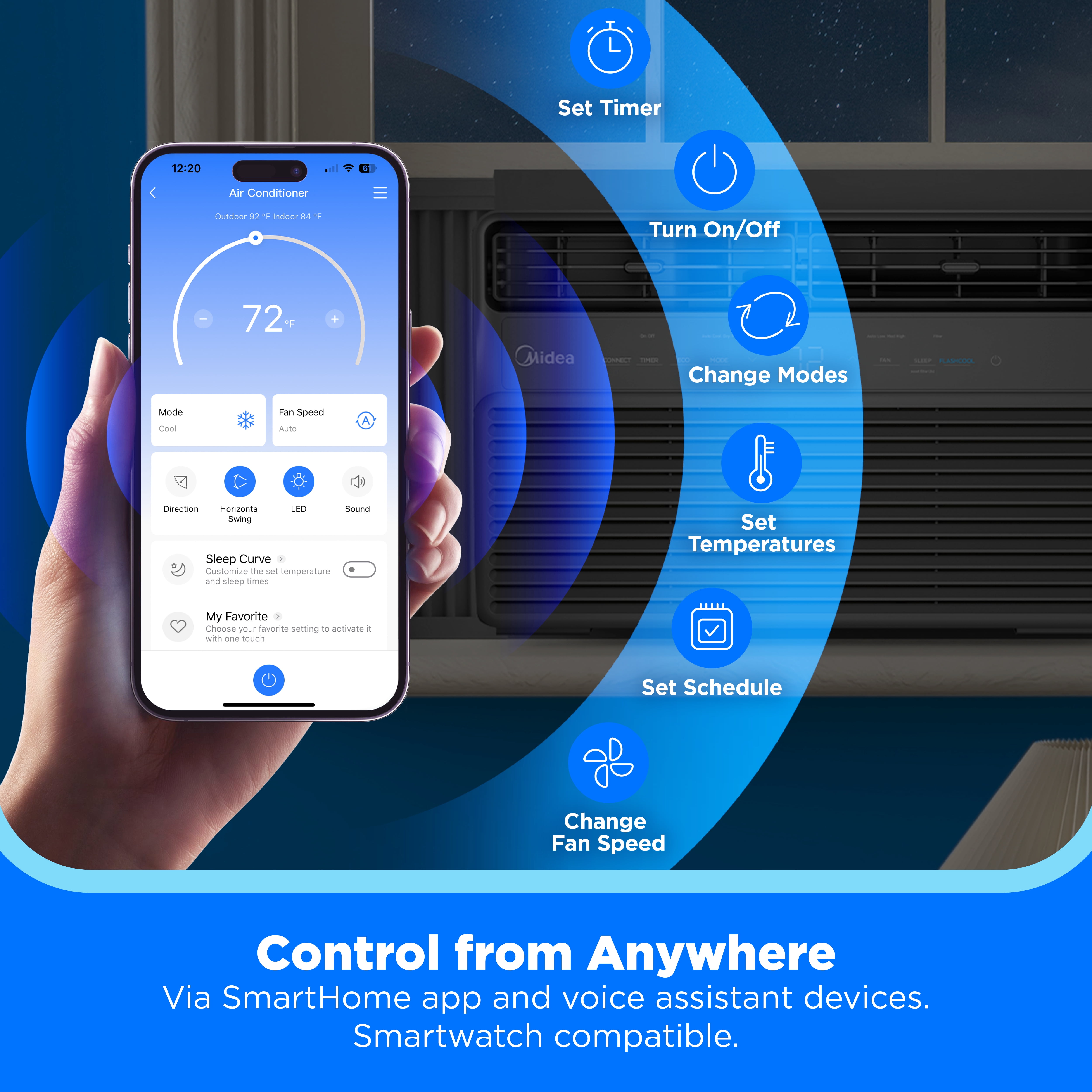 Midea 12,000 BTU Smart Inverter Window Air Conditioner, Quiet Cooling for Rooms Up to 550 sq ft, Wi-Fi Enabled (Black, 51 lb) 517cf