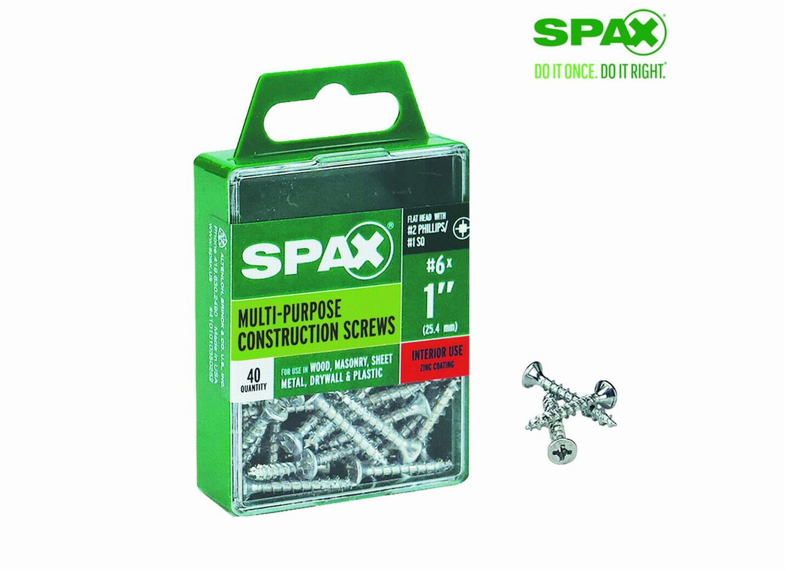 SPAX Multi-Purpose Flat Head Screws, Zinc-Plated Steel, Self-Tapping (Silver, 40 Pack, 1 in) ba2a6