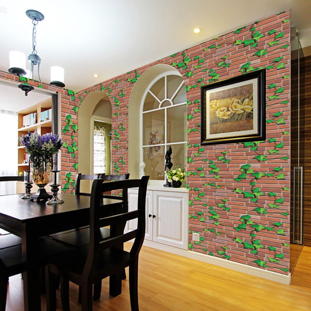 JoyMoreHome Peel and Stick Brick Wallpaper, Vintage Stone Decorative Contact Paper for Kitchen (Red, 17.7 in x 39.4 in) c6bag