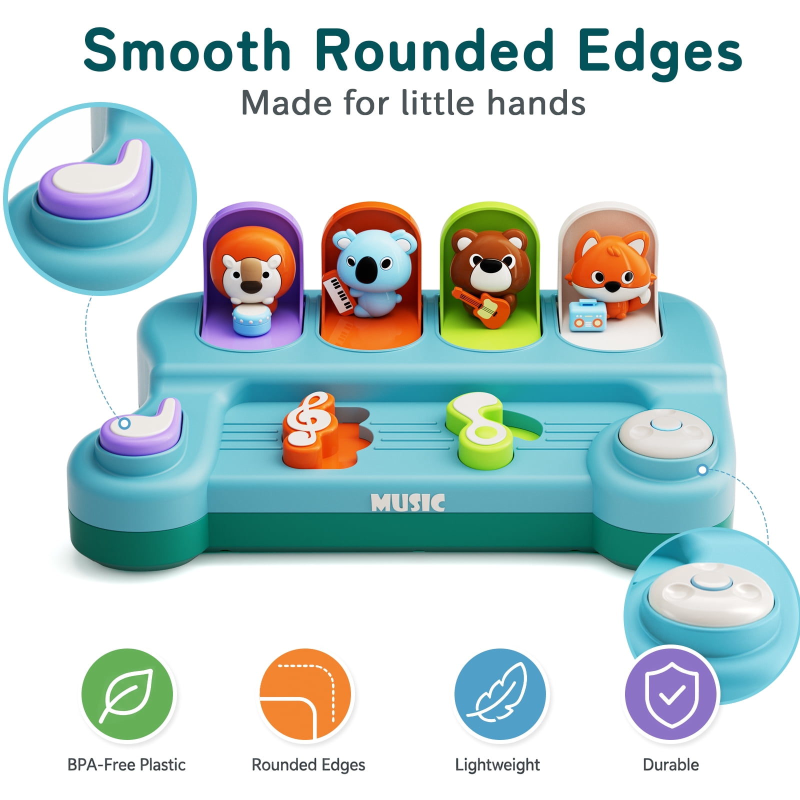 Dimoarch Pop Up Interactive Musical Toy for Toddlers, Educational Cause and Effect Activity Center (14.01 x 8.31 x 4.37 in) fd5a6