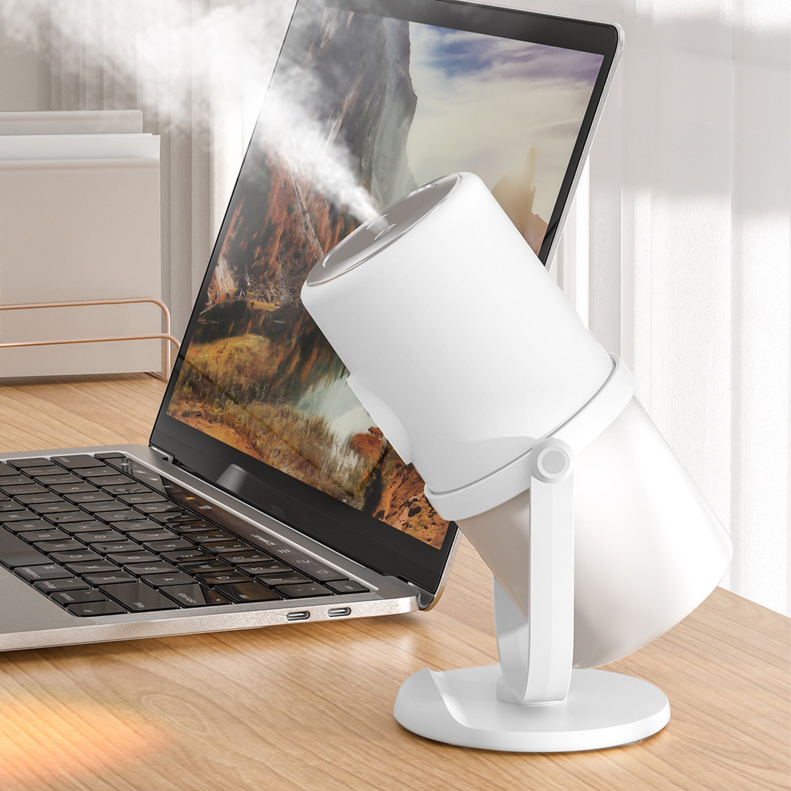 DWSHUM Cool Mist Humidifier for Bedroom and Nursery, Quiet Ultrasonic Desktop Air Diffuser (White, 9.47 fl oz) 53h2i