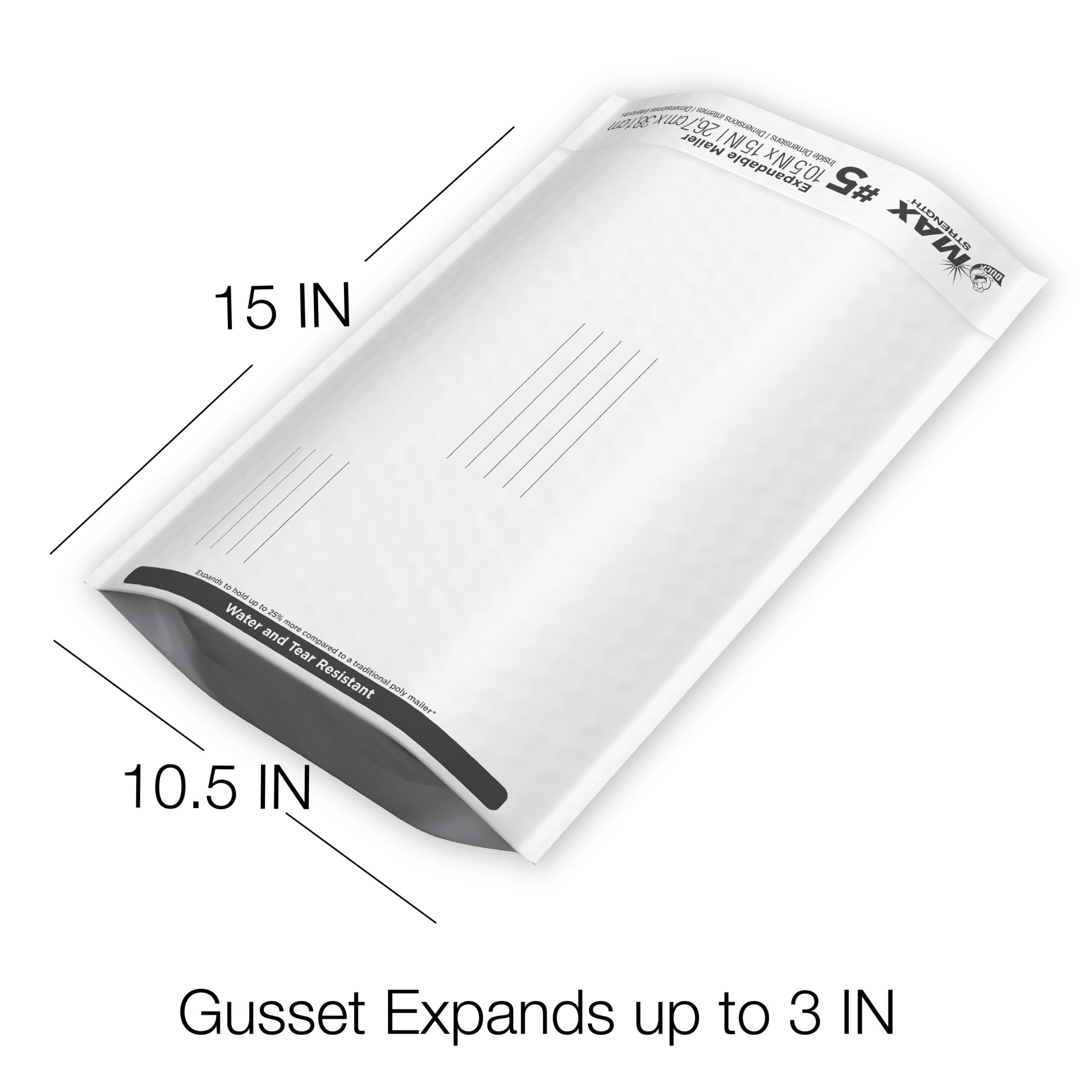 Duck Brand Max Strength Self-Sealing Gusseted Poly Bubble Mailer (White, 10.5 in x 15 in) ov935