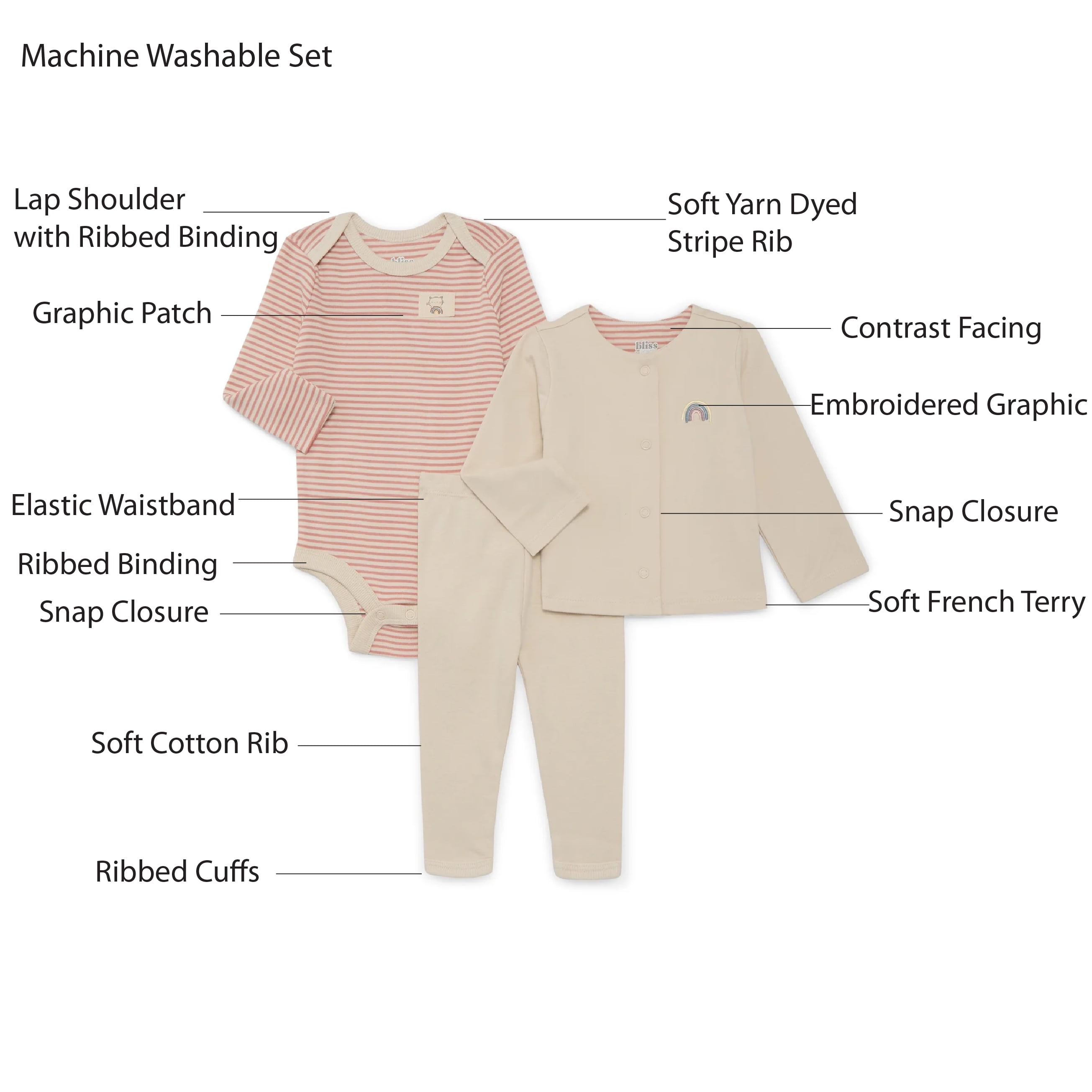 Garanimals Baby Girls 3-Piece Outfit Set (Jacket, Bodysuit, Leggings) (0-12 Months) pcgzp
