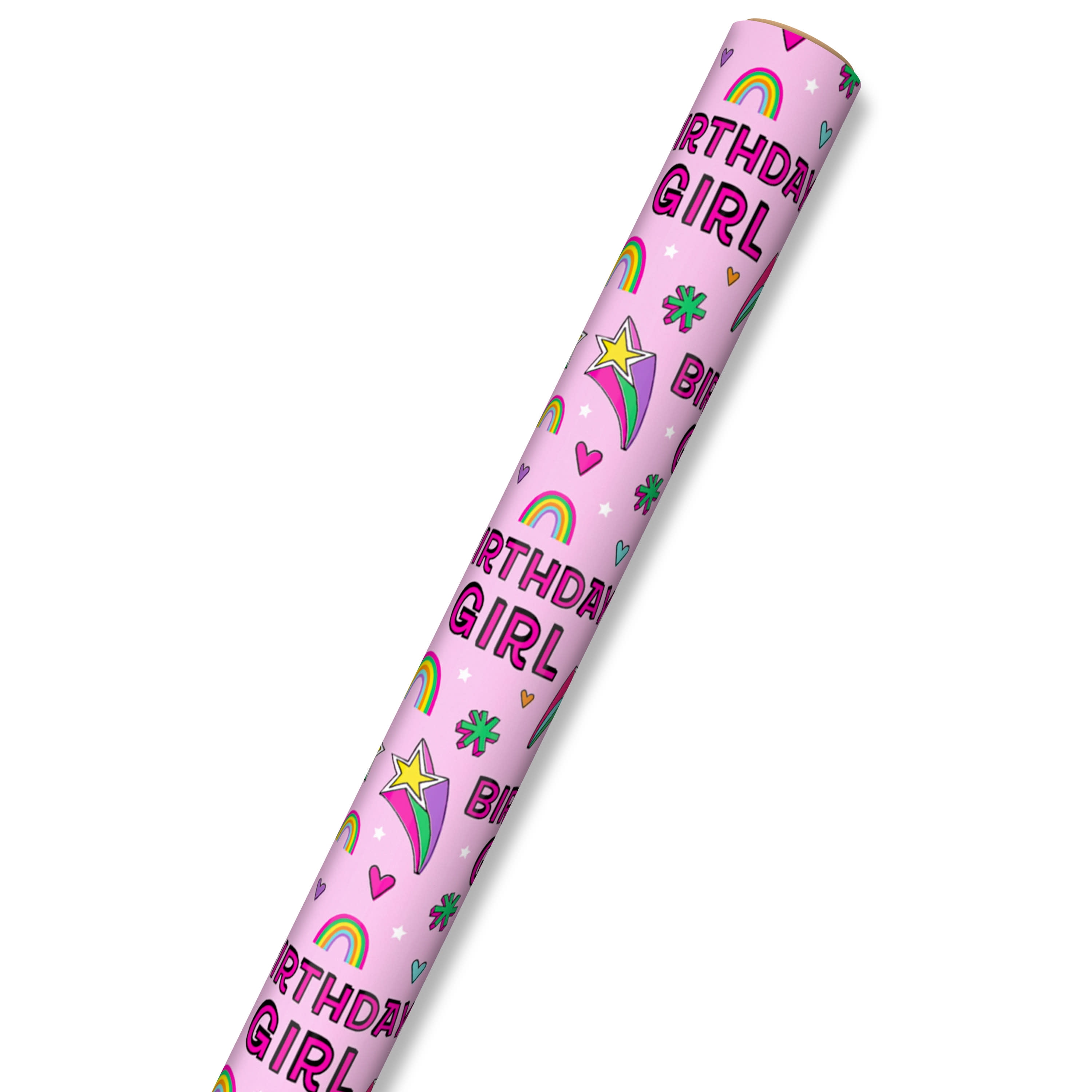 Hallmark Birthday Girl Gift Wrapping Paper (Pink, 35 sq. ft.) 3dzun