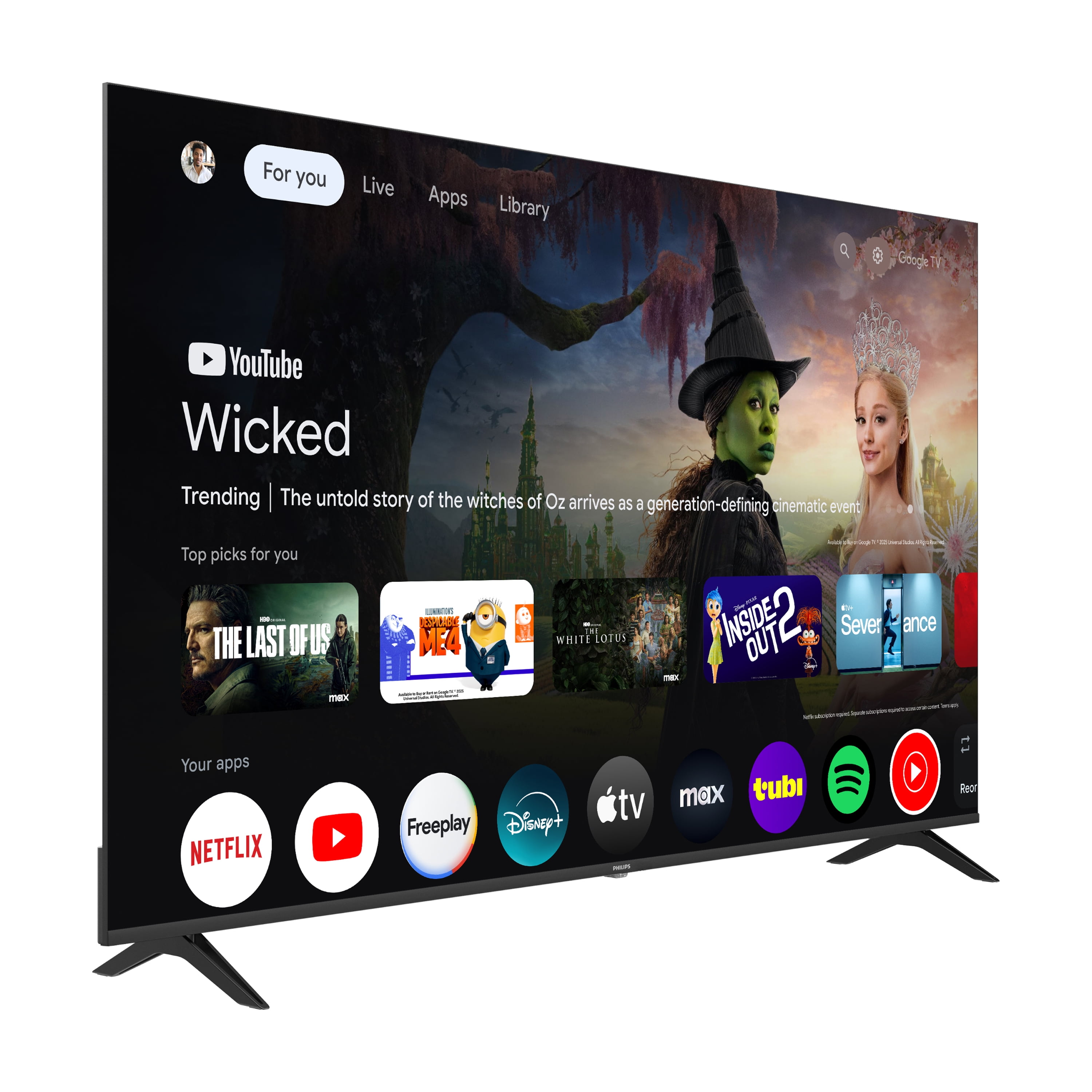 Philips 75-inch Class QLED 4K UHD Google Smart TV (Black, 75 in) wanh4