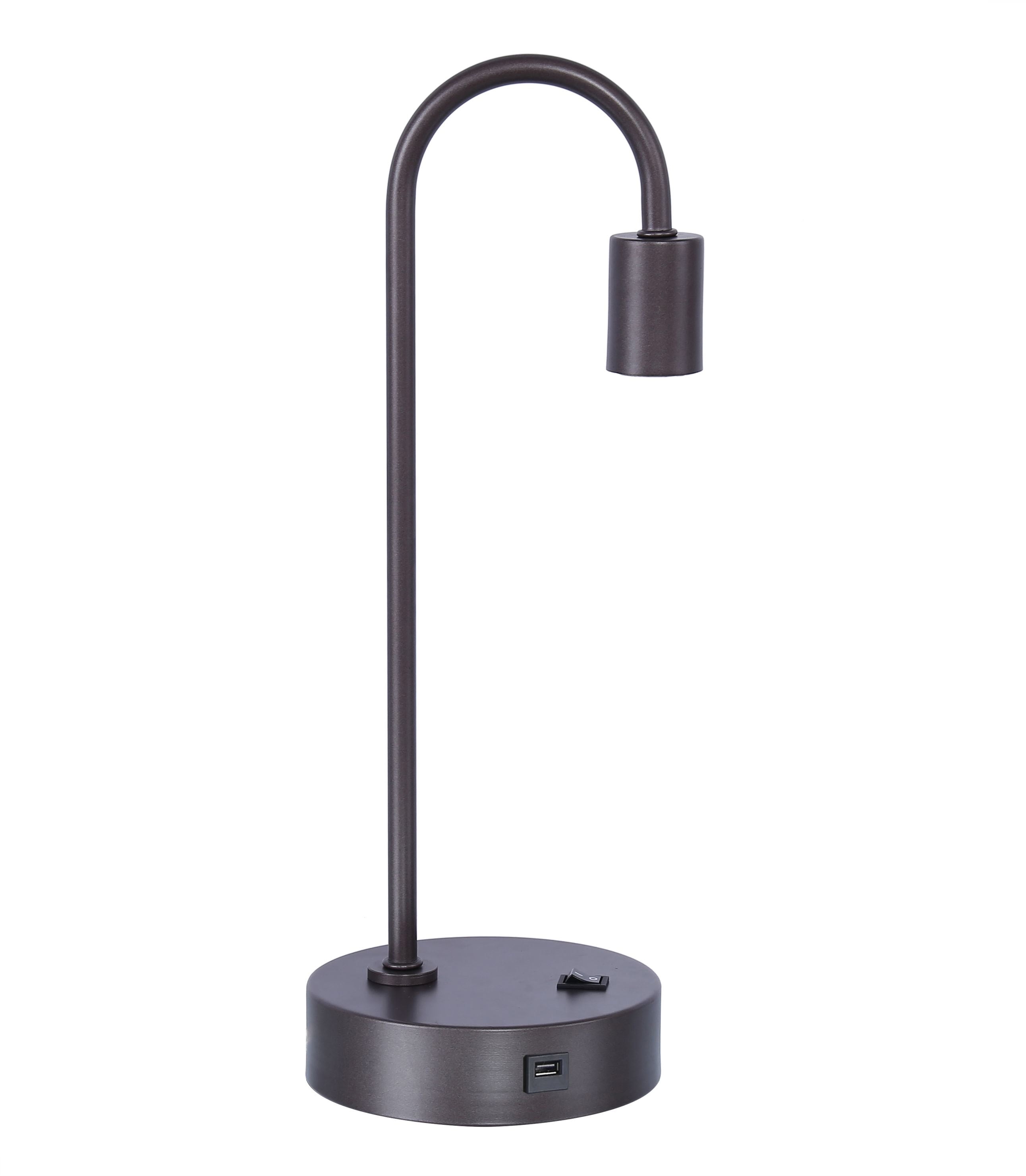 Grandview Gallery Minimalist Desk Lamp with USB Port and Exposed Bulb Design (Slate Gray, 17 in) 23vv0