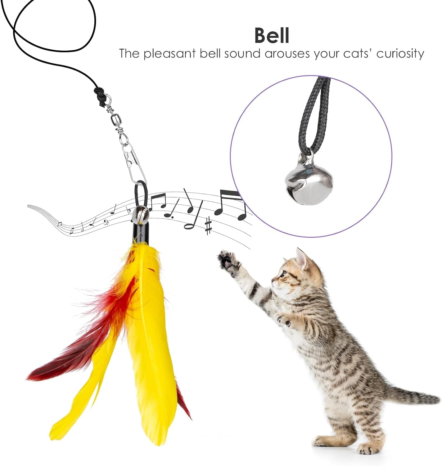 Oziral Interactive Cat Feather Toy Set, Retractable Wand with Assorted Teaser Refills (18 Pack) 8abd3