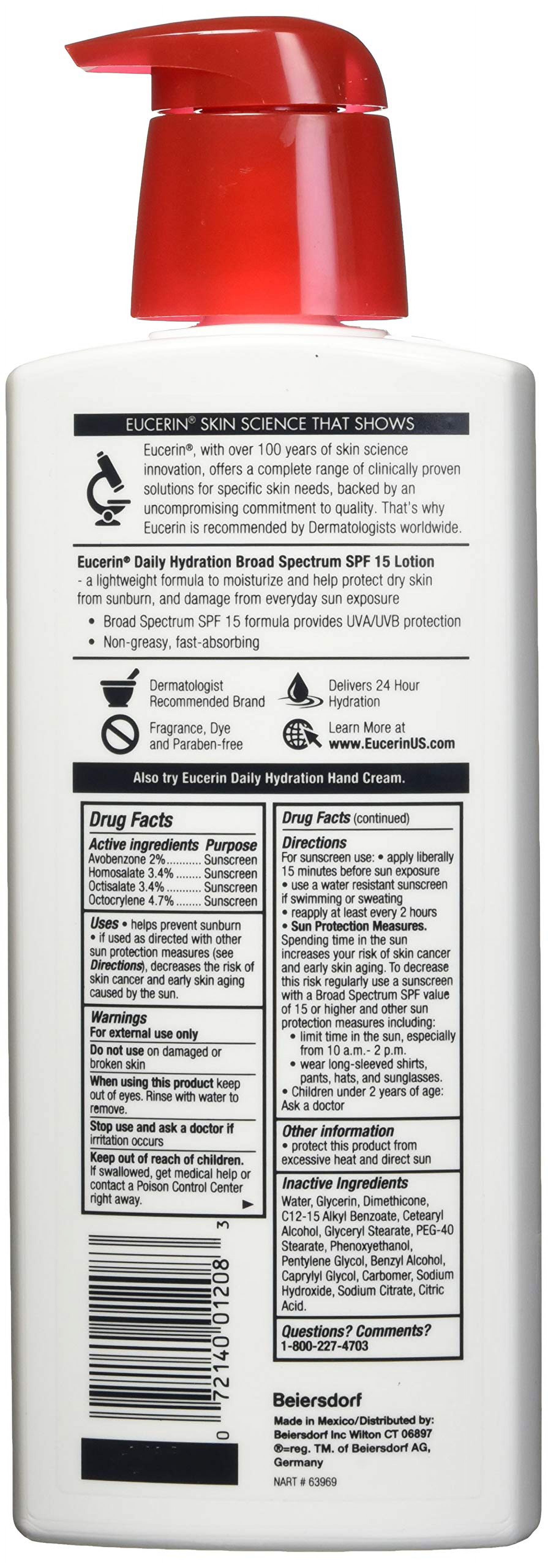 Eucerin Daily Hydration Moisturizer & Sunscreen Lotion SPF 15 (White, 16.9 oz) ifnml